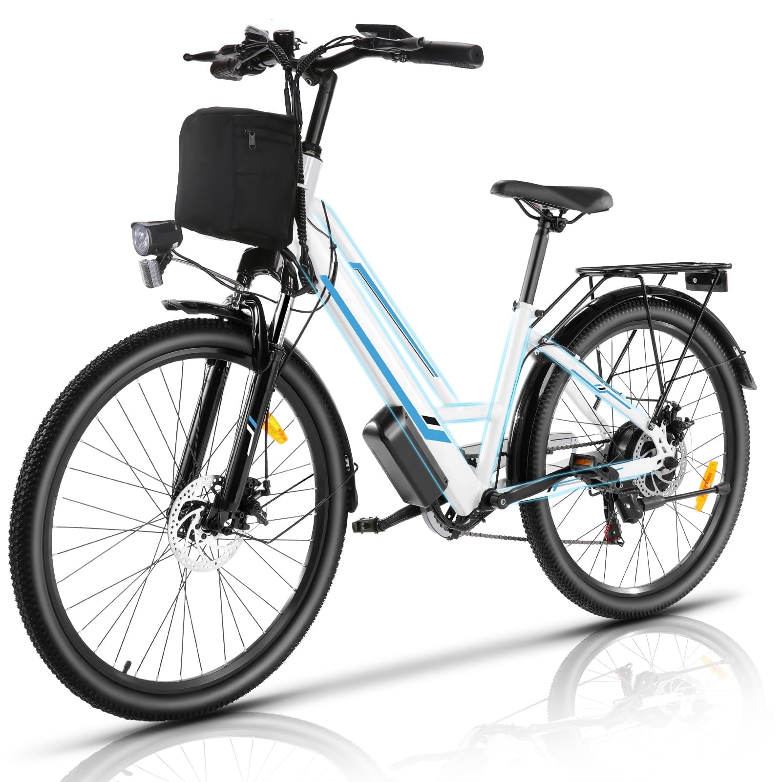 Elifine 500W Electric Bike for Adults, 26 Commuter Electric Bicycle 19.8mph City Ebike with 5 Riding Modes, 48V 7.8Ah Removable Battery UL 2849, LCD Intelligent Display Hybrid Electric Bike Red