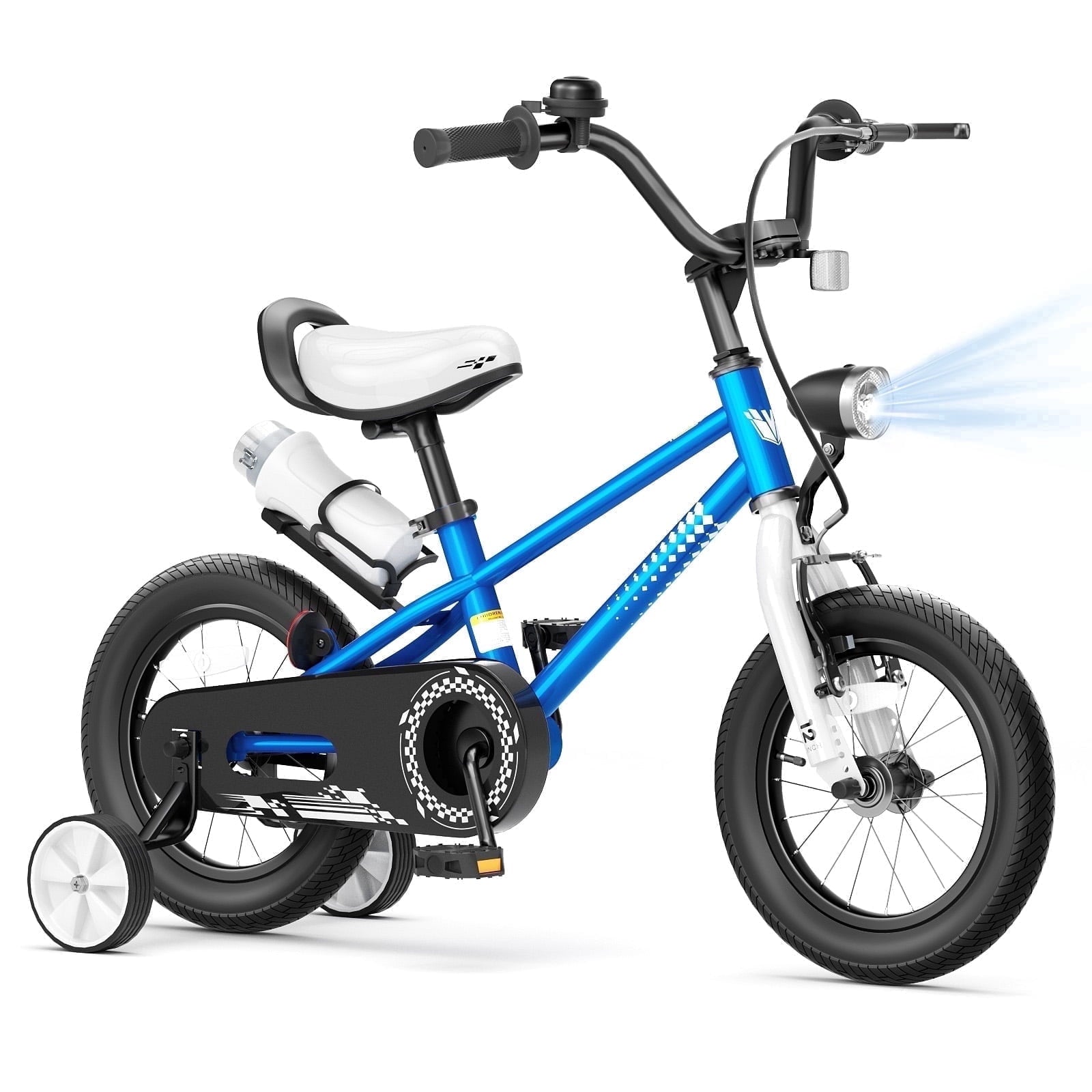 GLAF 12 14 16 Inch Boys Bike with Training Wheels & Water Bottle Holder, for Kids Ages 2-7 Years, Durable Construction, Green