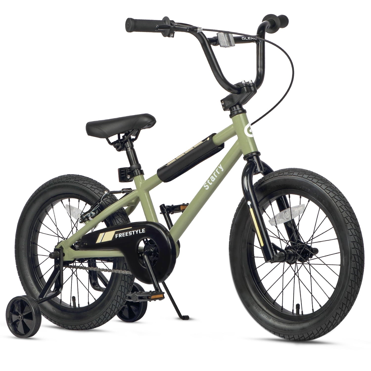 Glerc 16 Inch Little Kids Bike for Over 4 Years Old Boys Girls Youth BMX Style Bicycle with Training Wheels Coaster & Rear V Brake, Black