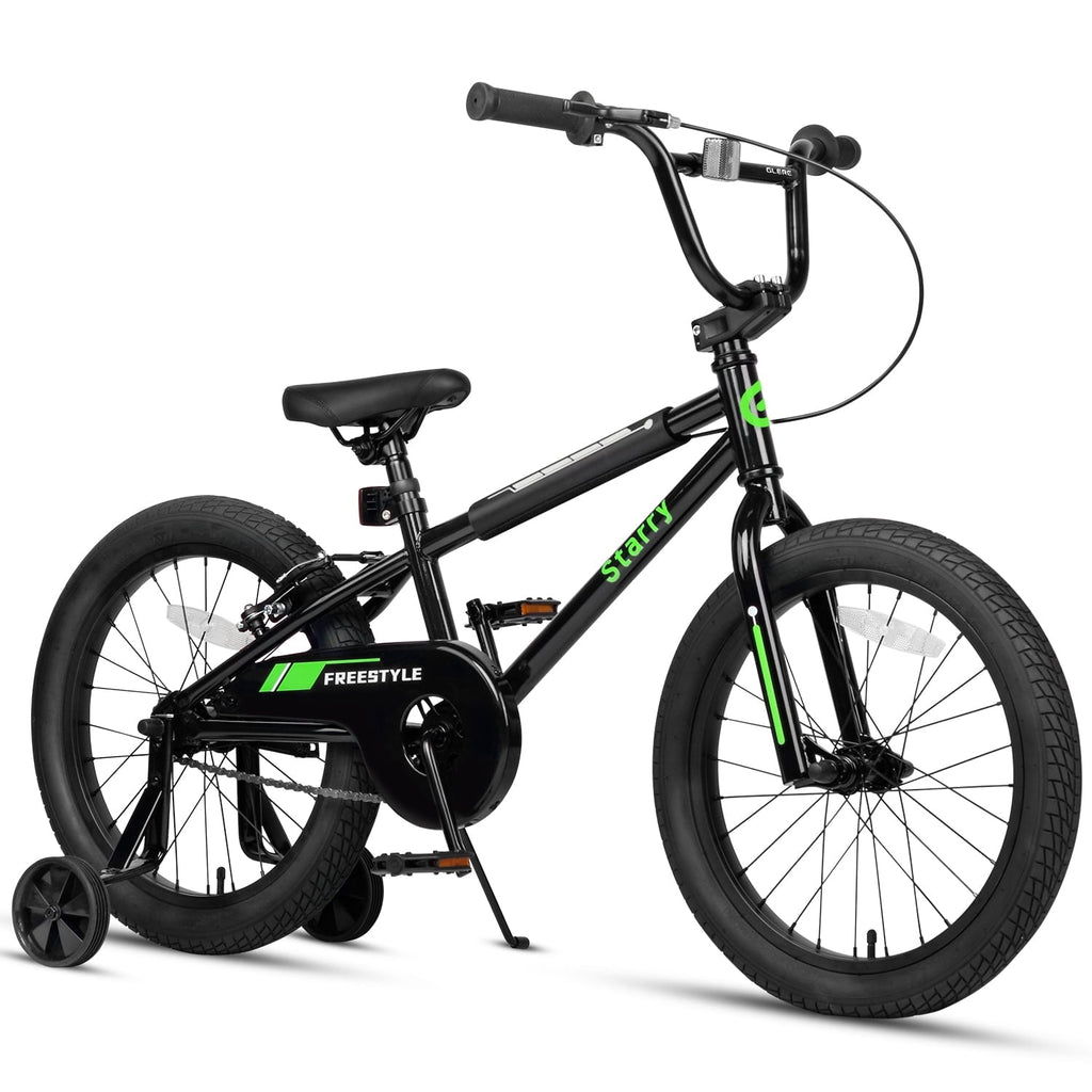 Glerc 16 Inch Little Kids Bike for Over 4 Years Old Boys Girls Youth BMX Style Bicycle with Training Wheels Coaster & Rear V Brake, Black