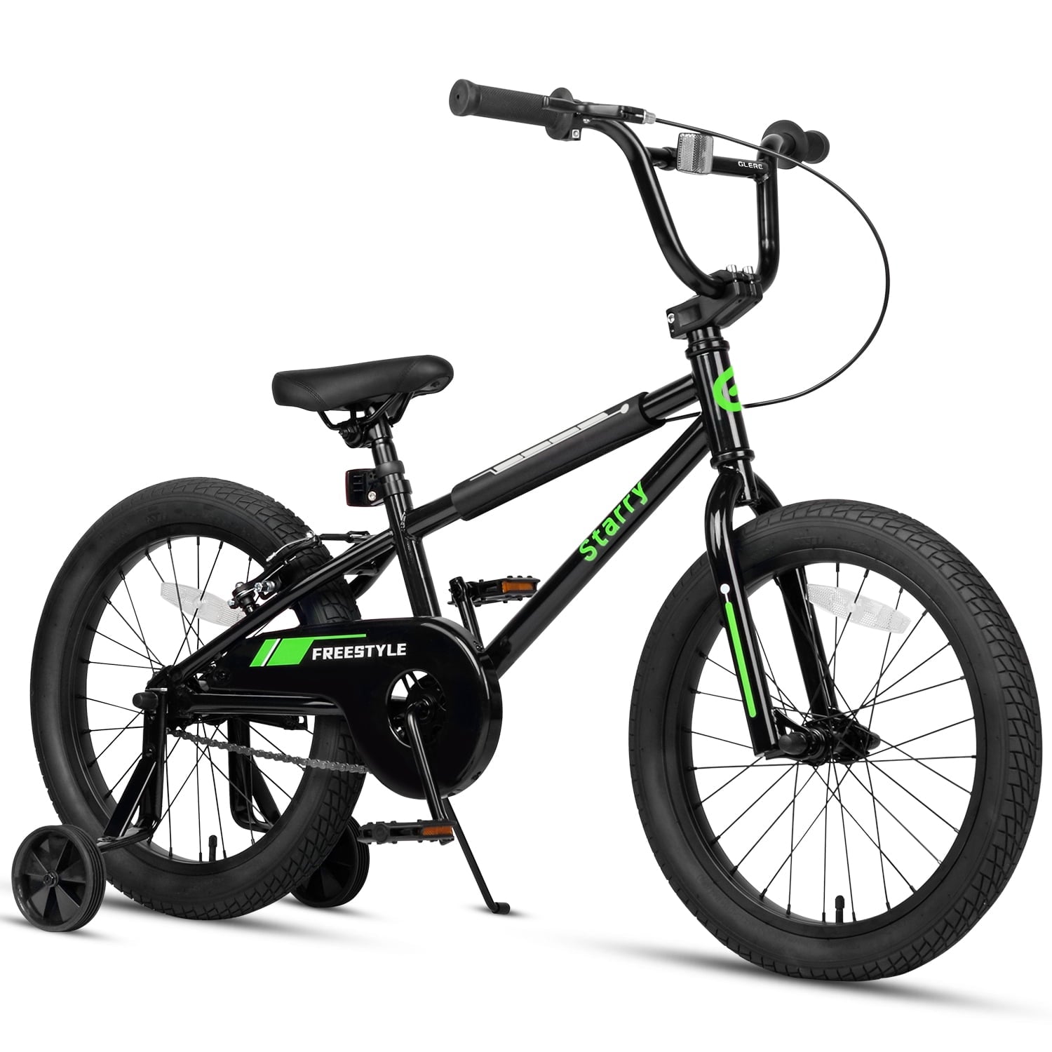 Glerc 16 Inch Little Kids Bike for Over 4 Years Old Boys Girls Youth BMX Style Bicycle with Training Wheels Coaster & Rear V Brake, Black