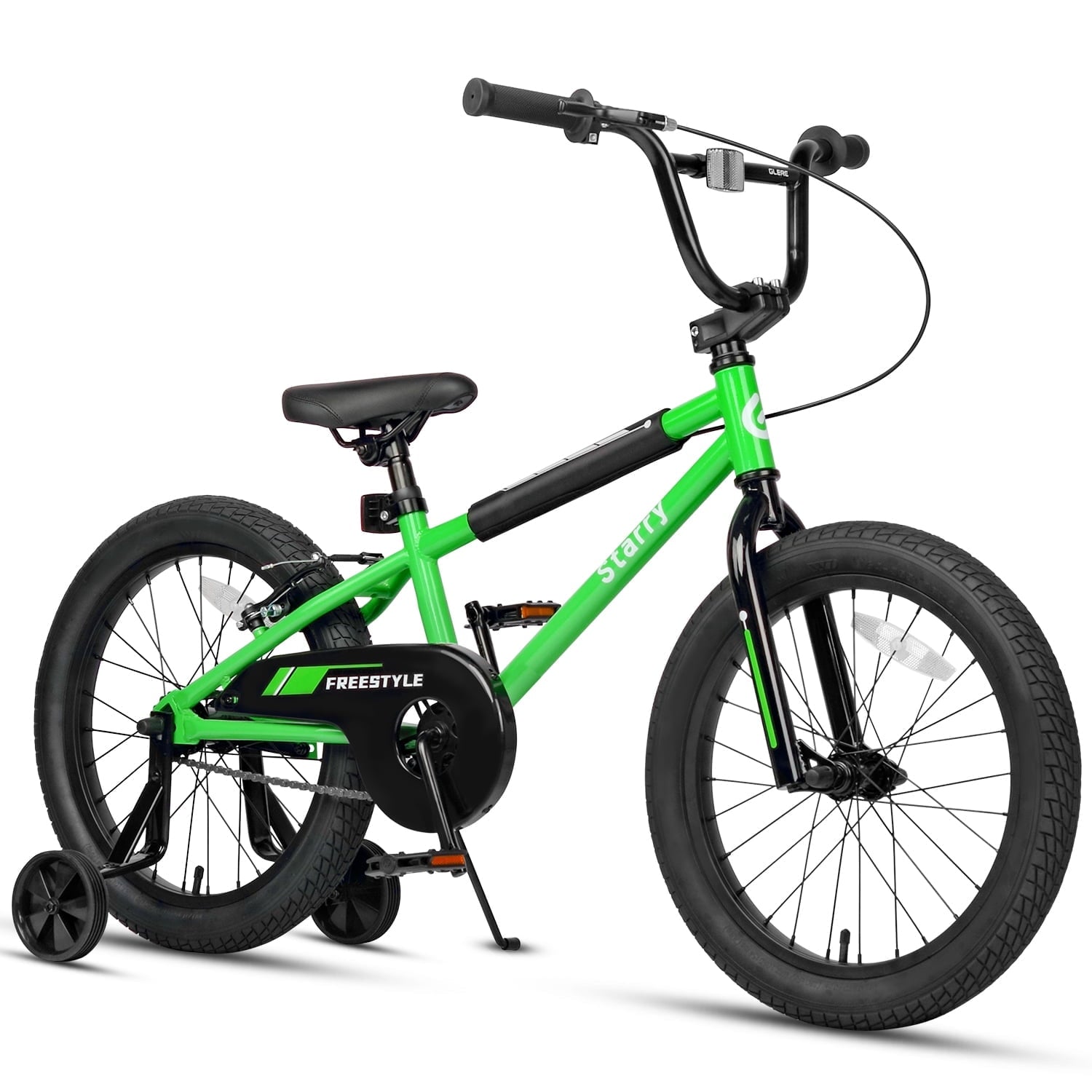 Glerc 16 Inch Little Kids Bike for Over 4 Years Old Boys Girls Youth BMX Style Bicycle with Training Wheels Coaster & Rear V Brake, Black