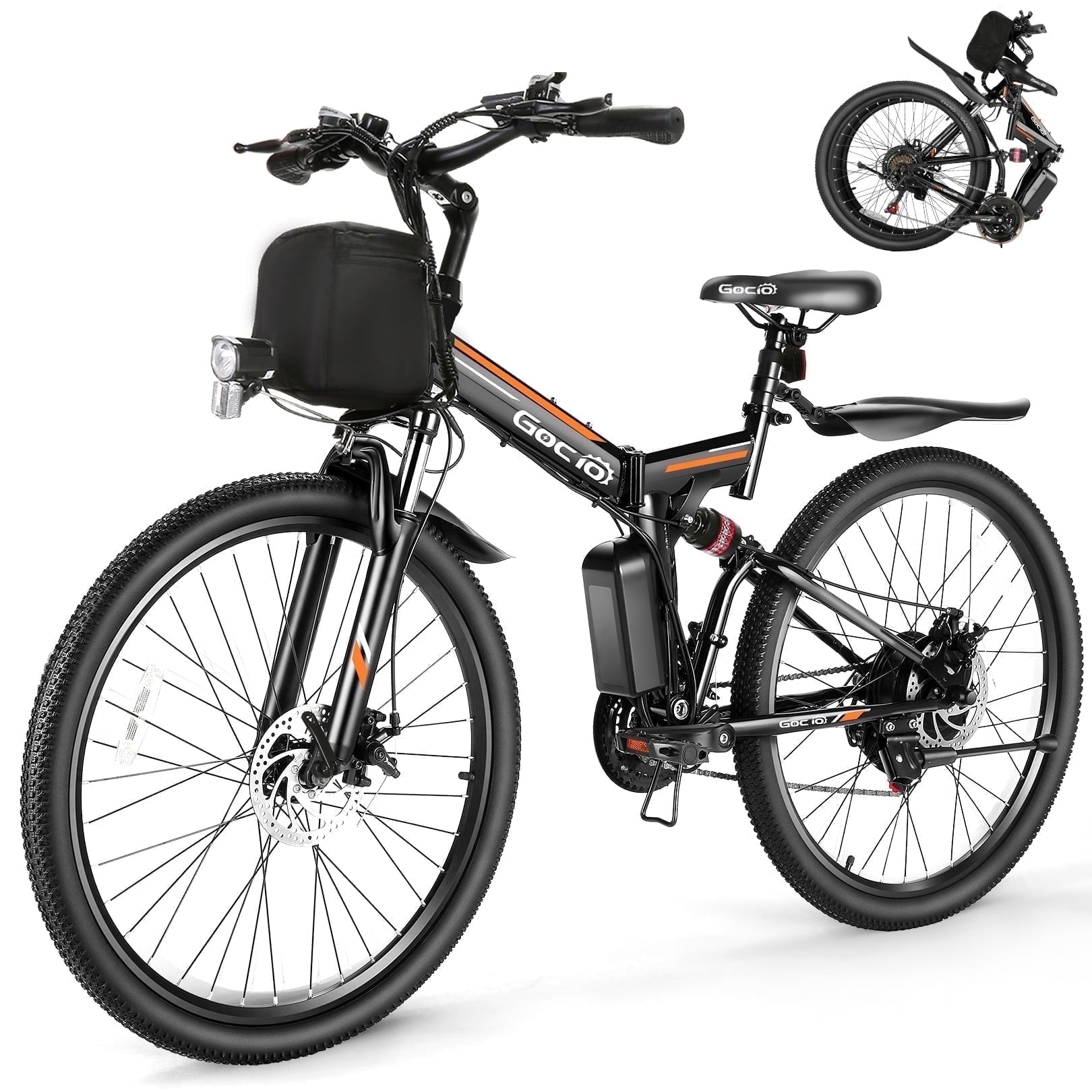 Gocio 26 Folding Electric bike for Adults, 750W Peak Motor 48V 7.8Ah Battery, 21 Speed Mountain Ebike, UL2849