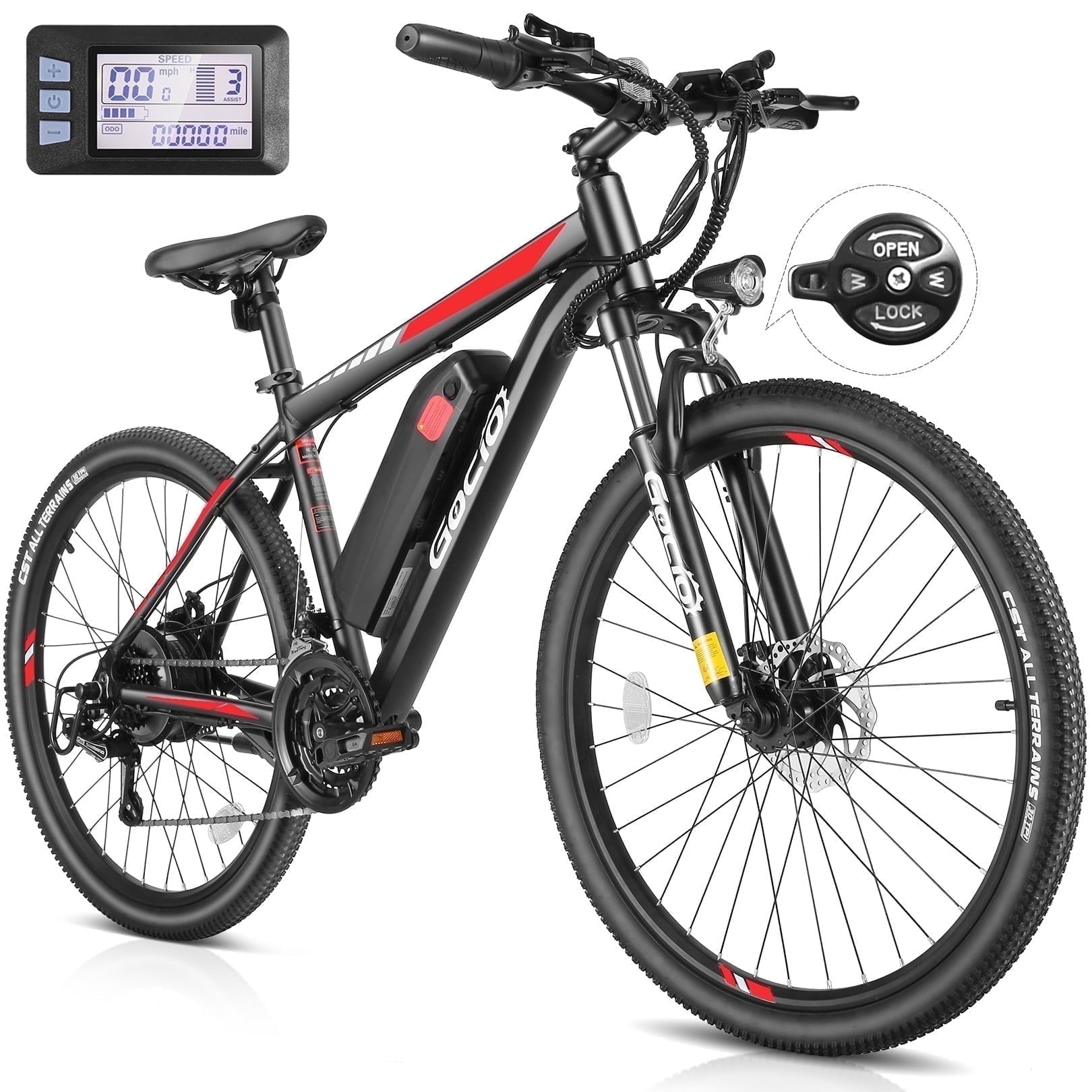 Gocio Electric Bike for Adults, 27.5 E-Mountain Bike, Lockable Suspension Fork, 750W Peak Power Motor, 48V/10.4AH, 19.8 MPH, 21 Speed, UL 2849