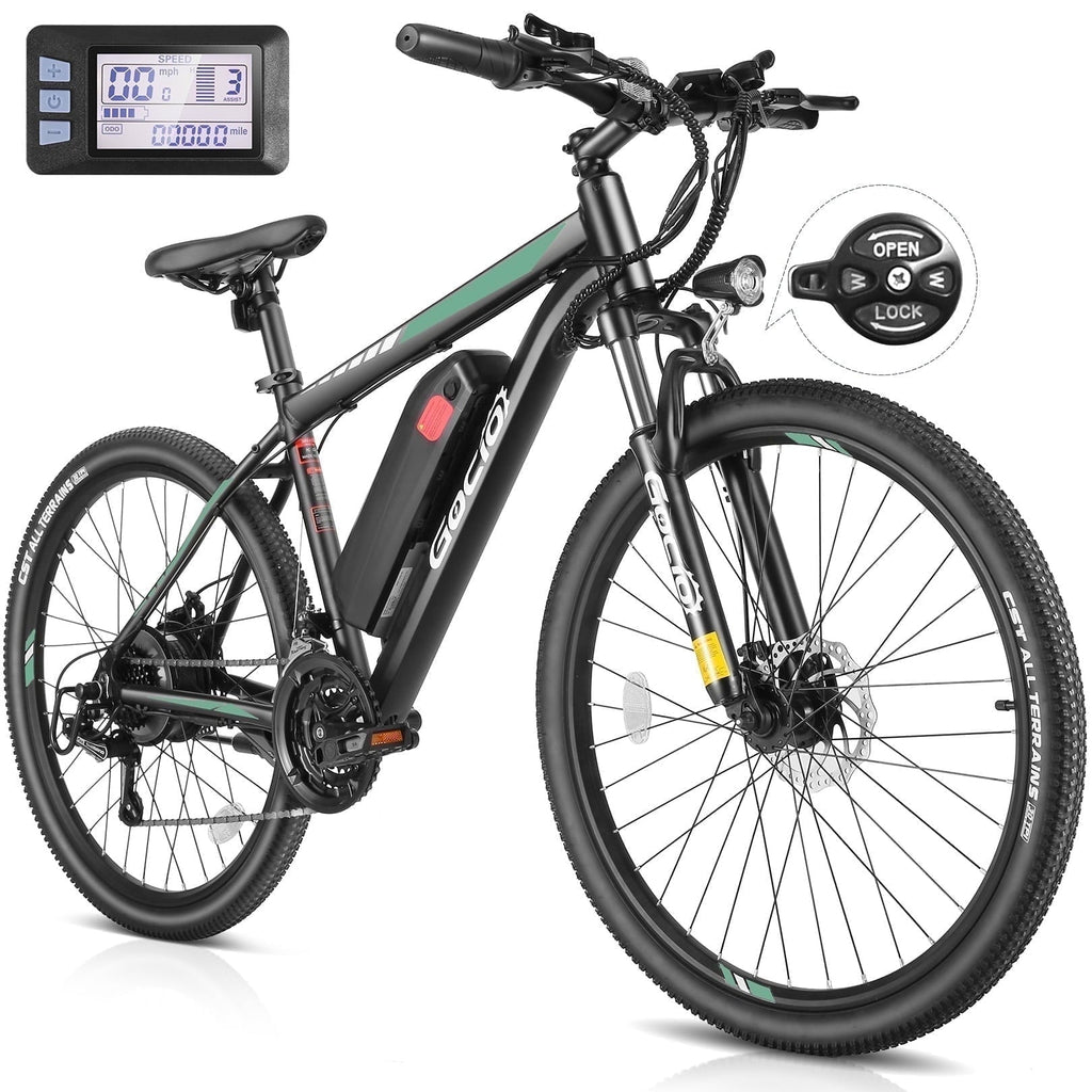 Gocio Electric Bike for Adults, 27.5 E-Mountain Bike, Lockable Suspension Fork, 750W Peak Power Motor, 48V/10.4AH, 19.8 MPH, 21 Speed, UL 2849
