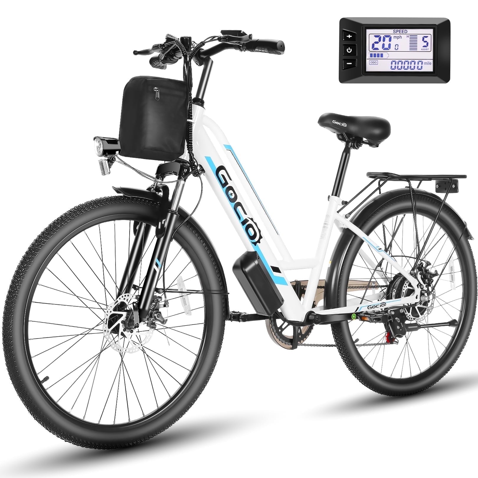 Gocio UL2849 Certified 26 Electric Bike for Adults, 750W Peak Motor, 48V 7.8Ah Battery, 19.8 mph 7-Speed Commuter Ebike with Disc Brakes