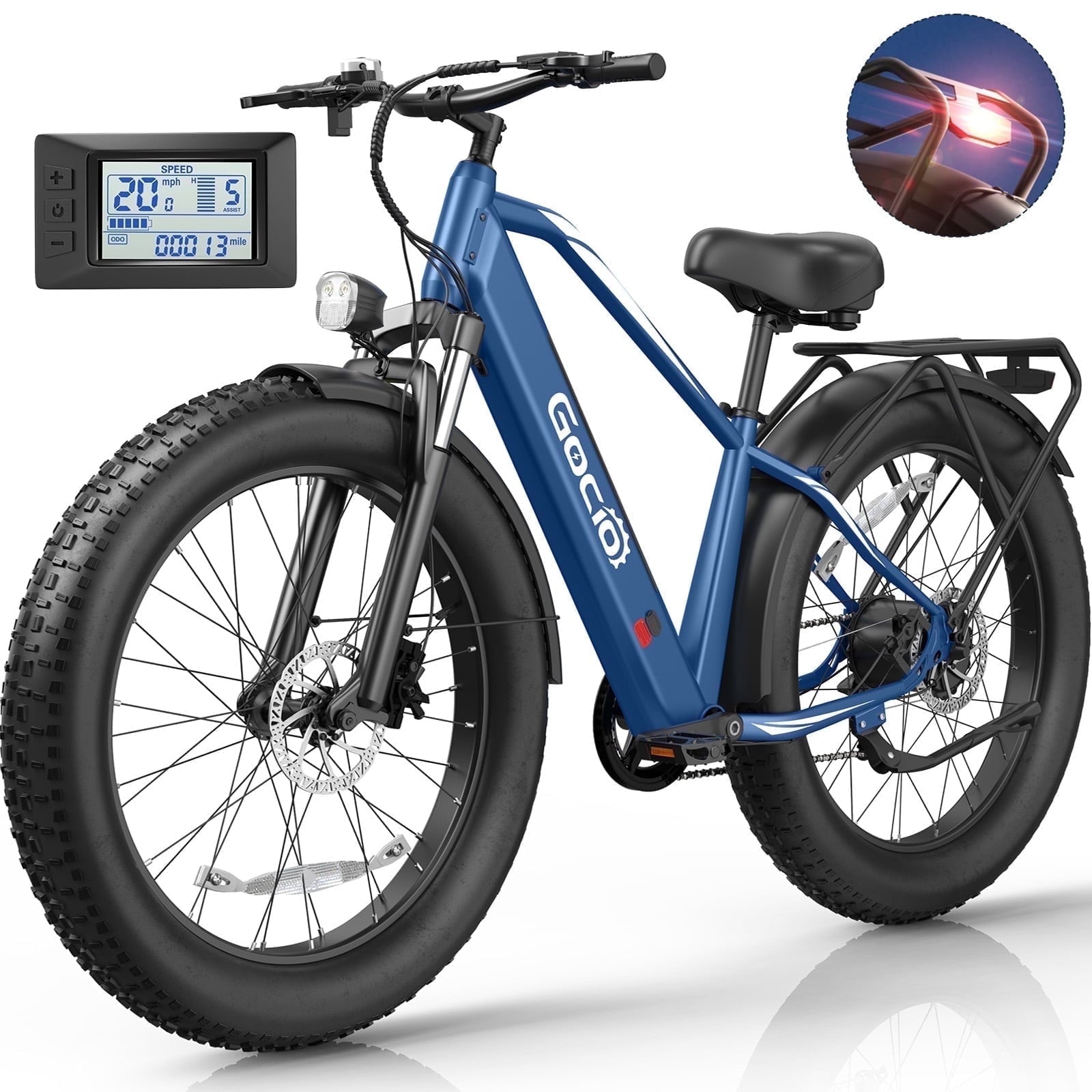 Gocio UL2849 Certified 26x4.0 Fat Tire Electric Bike for Adults, 1500W Peak Motor, 48V 15Ah Battery, 25MPH Max Speed, Off-Road Mountain E-bike