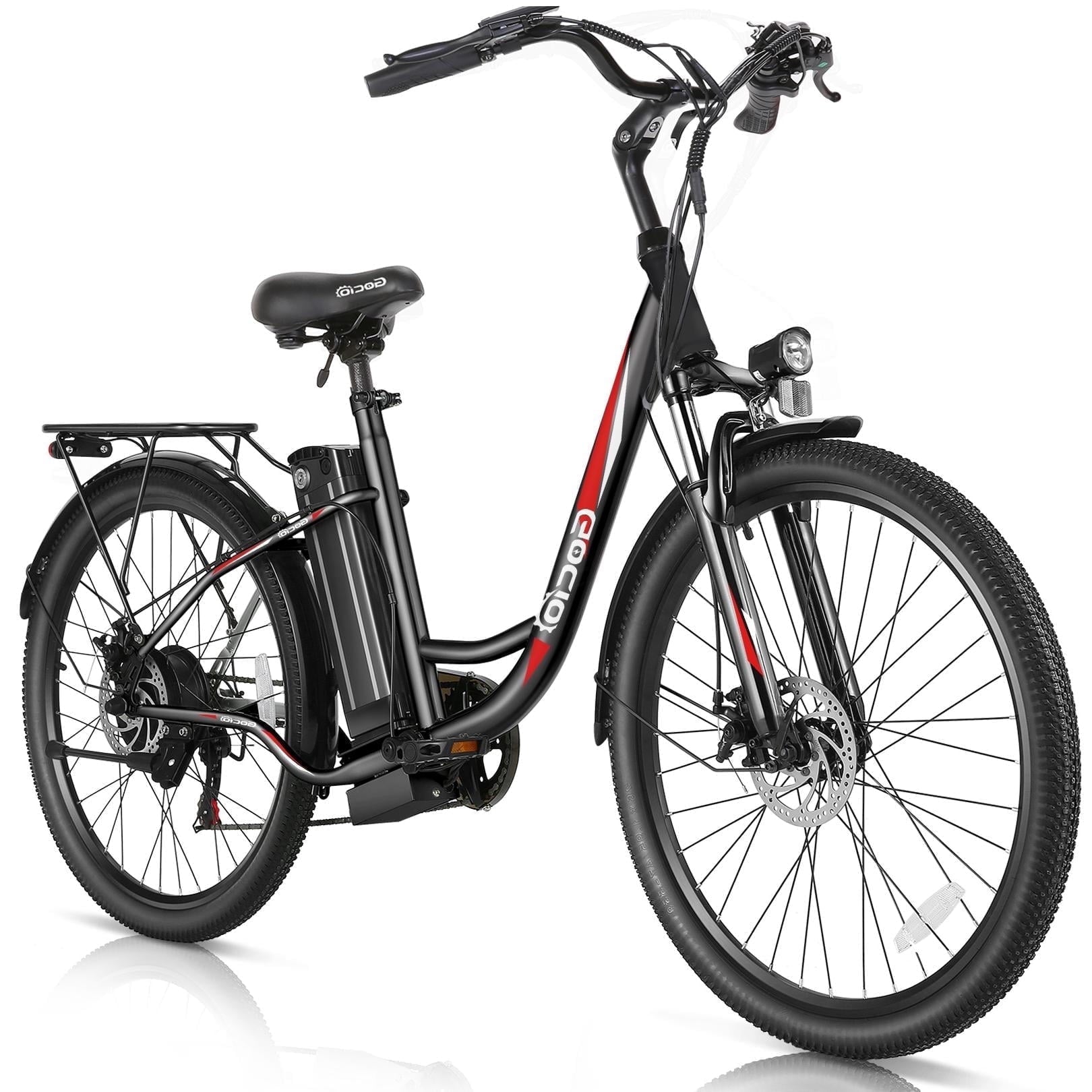 Gocio 26 Electric Bike for Adults, 500W Motor, City Commuter E-Bike, 48V 7.8Ah Removable Battery, Max 19.8Mph, 7 Speed, UL2849