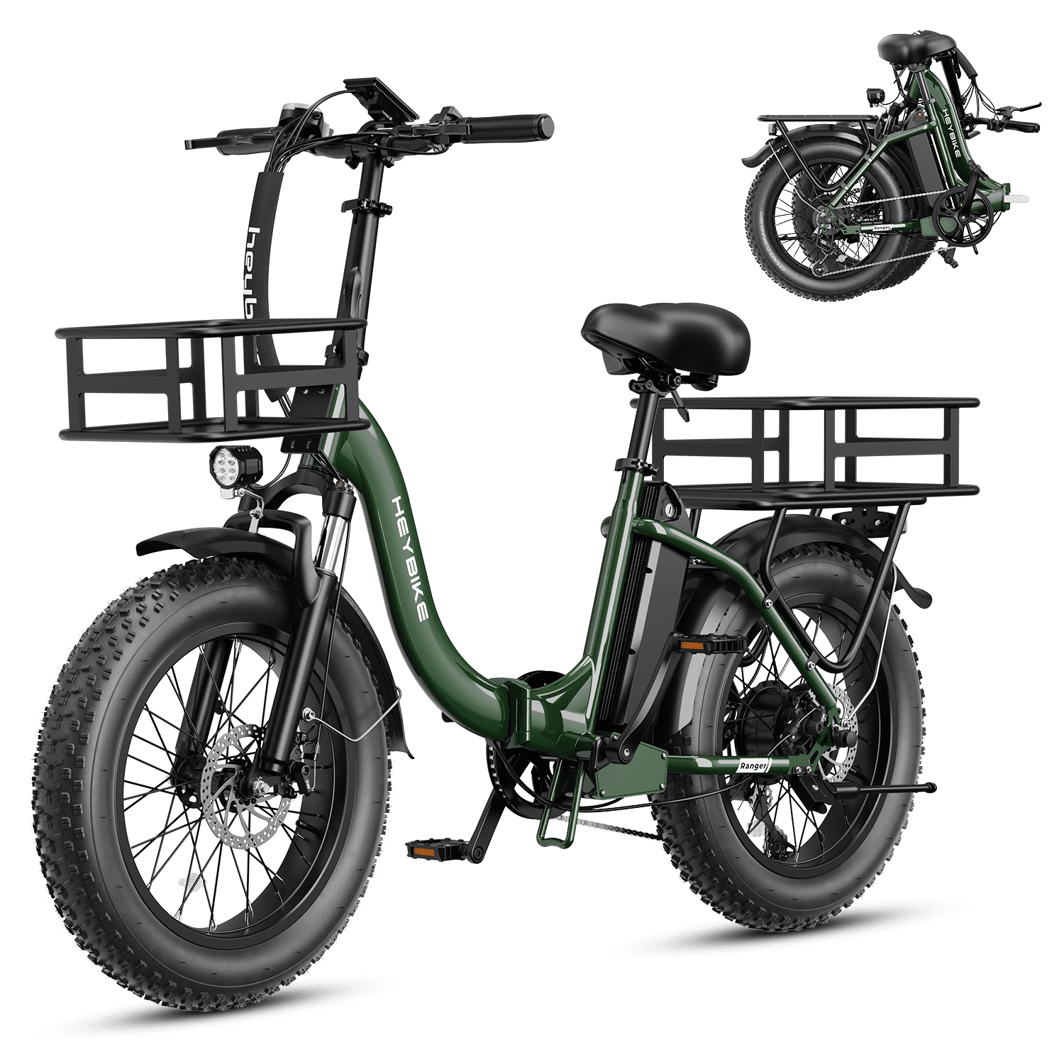 Heybike Ranger 2.0 Electric Bike for Adults, 1400W Peak Motor Foldable Ebike with 600Wh Removable Battery, 20 Fat Tire All-Terrain Electric Bicycle with Front Suspension, UL 2849