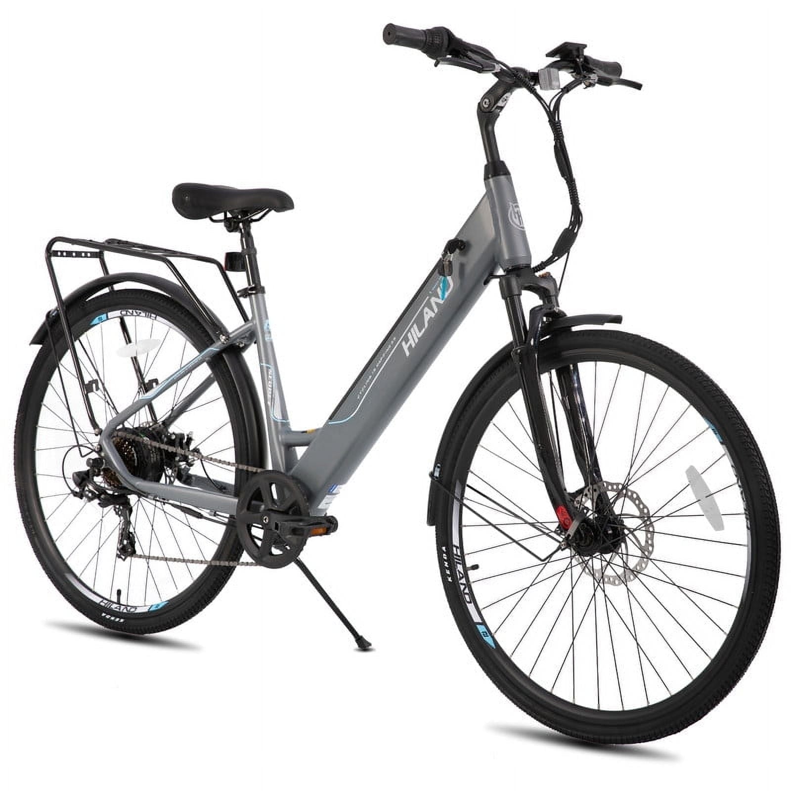 Hiland 350W Electric Bike for Men Women, 700C Step-Through Commuter Ebike, 36V Removable Battery UL2849, 7-Speed Electric Bicycle, 20mph, Khaki