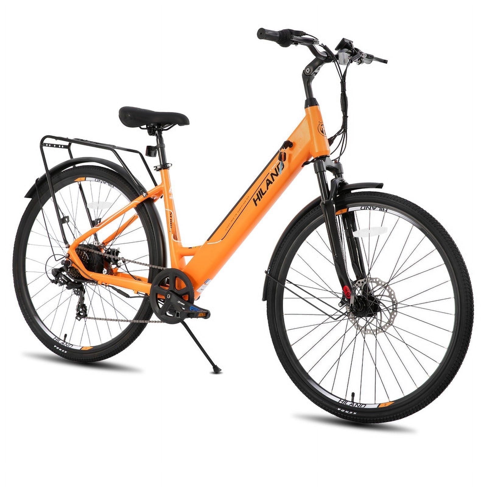 Hiland 350W Electric Bike for Men Women, 700C Step-Through Commuter Ebike, 36V Removable Battery UL2849, 7-Speed Electric Bicycle, 20mph, Khaki