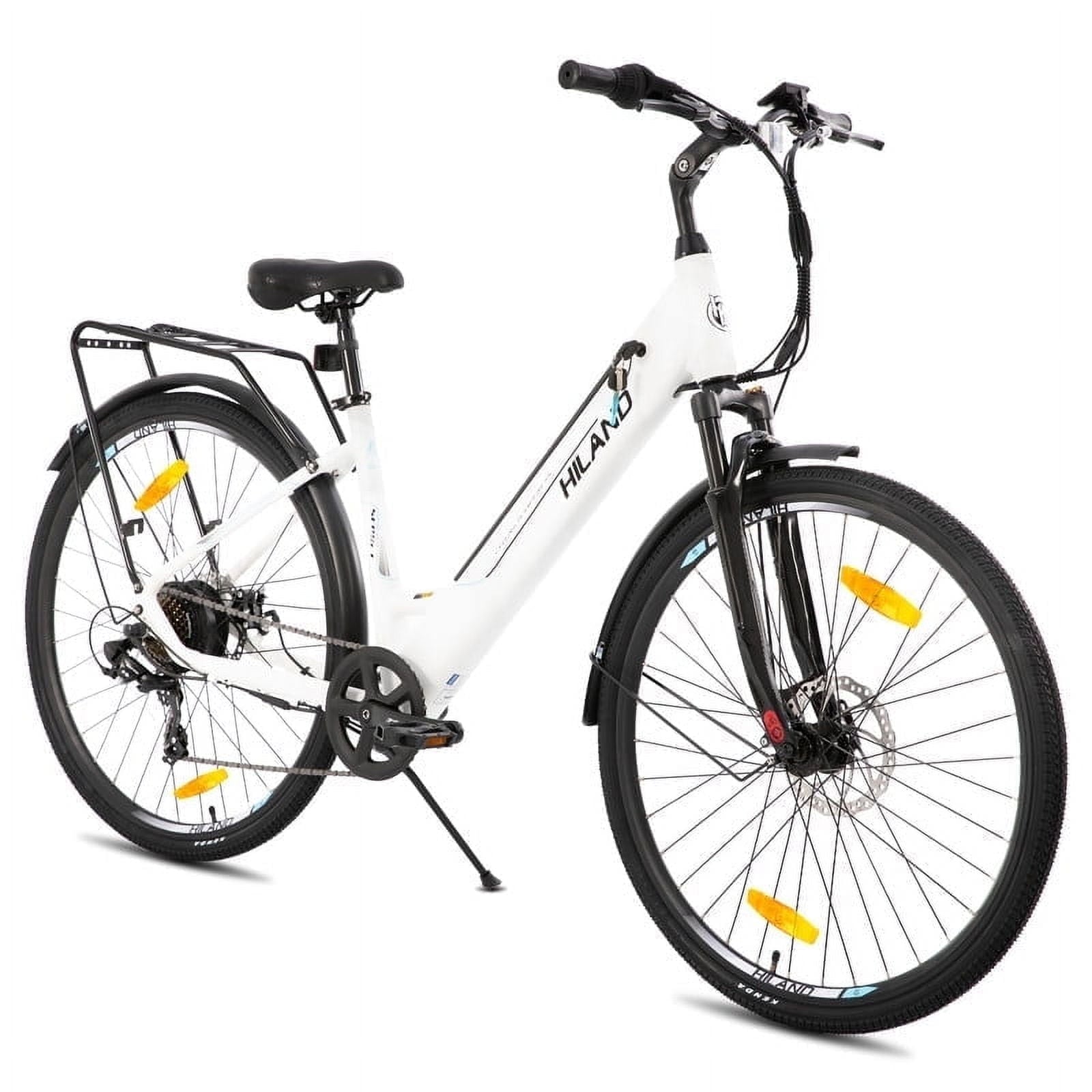 Hiland 350W Electric Bike for Men Women, 700C Step-Through Commuter Ebike, 36V Removable Battery UL2849, 7-Speed Electric Bicycle, 20mph, Khaki