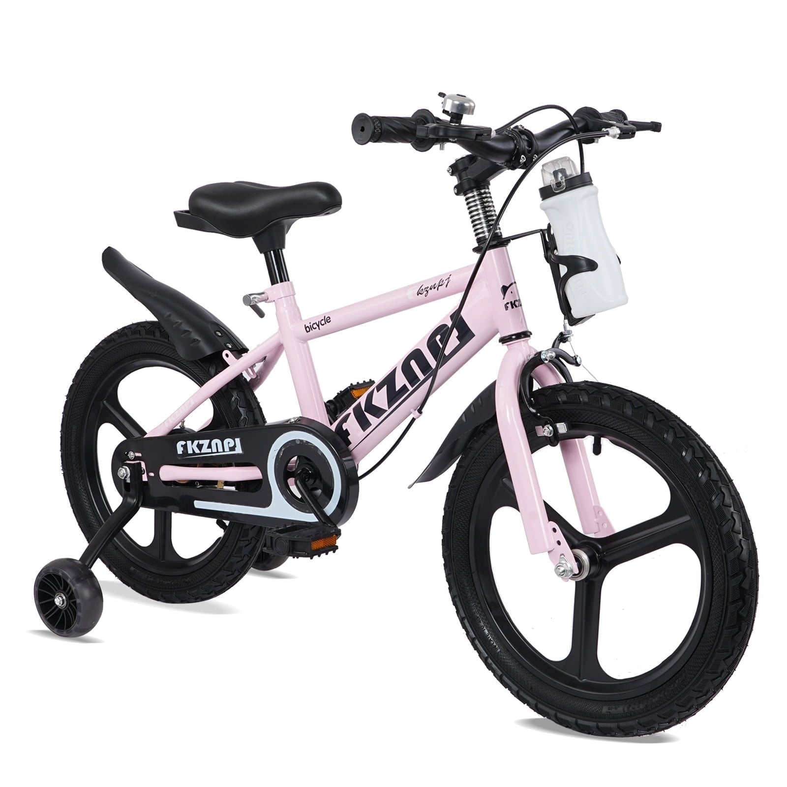 Holaki 18 inch Kids Bike with Training Wheels & Handbrake for Boys & Girls Ages 5-9, High Carbon Steel Frame Adjustable Seat Kids Bicycle with Kettle Stand & Night Glow for Birthday Gift, Purple