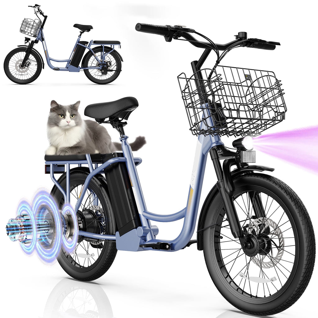 SANOPY 500W Electric Bike for Adults,48V Removable Battery,20 Mile Range&20MPH Max Speed,Electric Scooter with Seat,Commuter E-scooter for Adults and Teens,Gray,UL2272