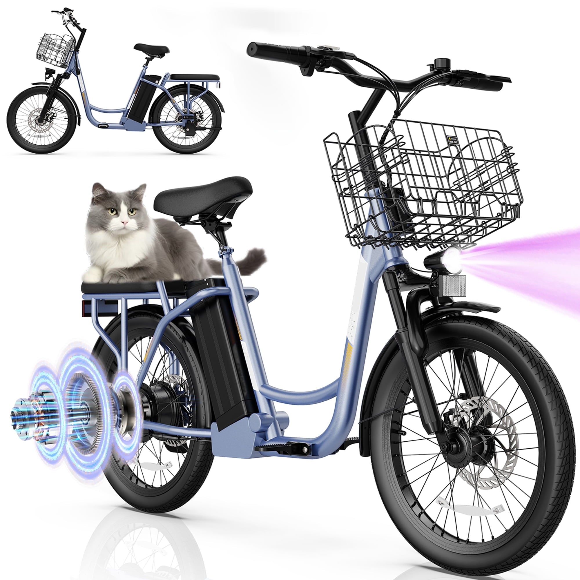 SANOPY 500W Electric Bike for Adults,48V Removable Battery,20 Mile Range&20MPH Max Speed,Electric Scooter with Seat,Commuter E-scooter for Adults and Teens,Gray,UL2272