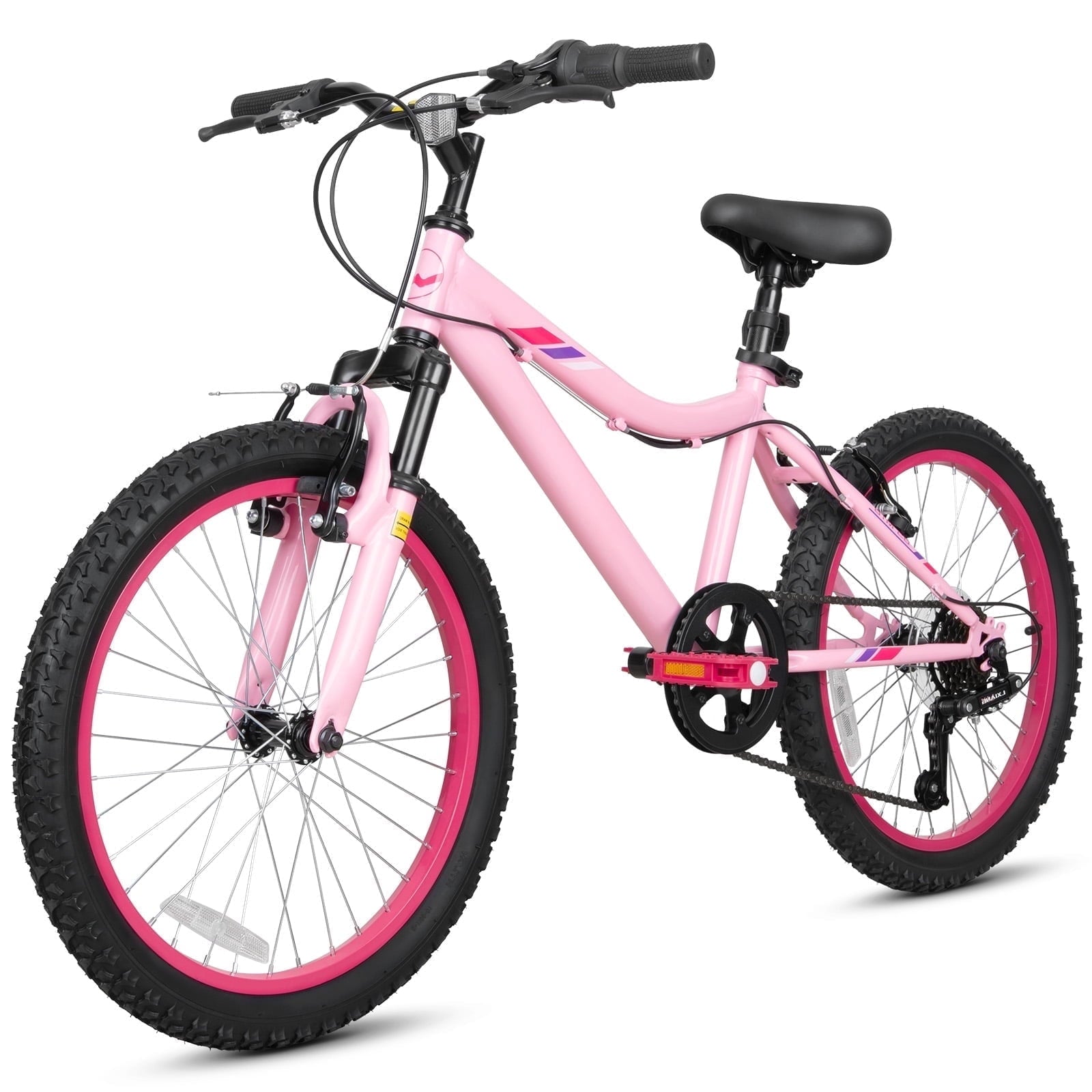 Hykolity 24 inch Kids Mountain Bike,7 Speed Kid Bicycle Age 8-14 Year Old with Front Suspension Fork,Adjustable Seat Height,High-Carbon Steel,Purple