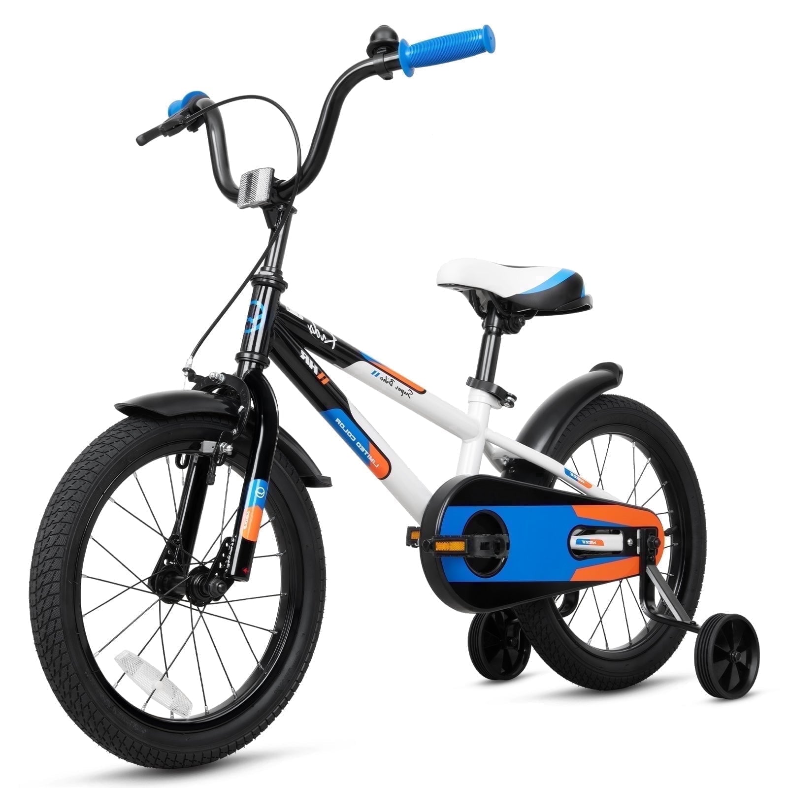 Hykolity Kids Bike, 16 Inch Children Bicycle for Boys & Girls Ages 4-6 Years Old, Rider Height 38-48 Inch, Sport Bike BMX Freestyle Handlebar Black Green