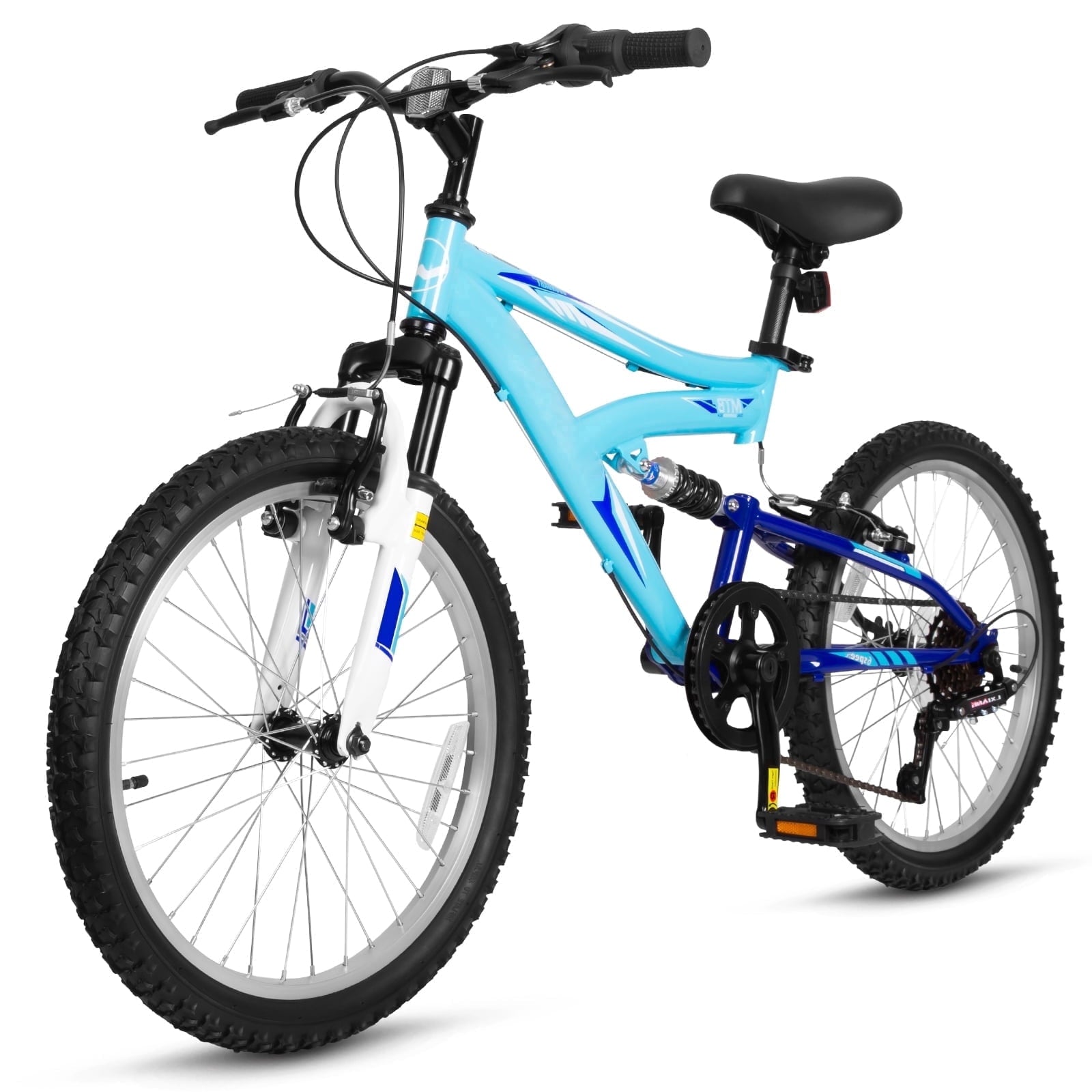 Hykolity Kids Mountain Bike 20 inch MTB Bicycle Age 6-12 Years Height 42-56 in Tween Cycling Full Suspension Sport Outdoor Bikes - Matte Black