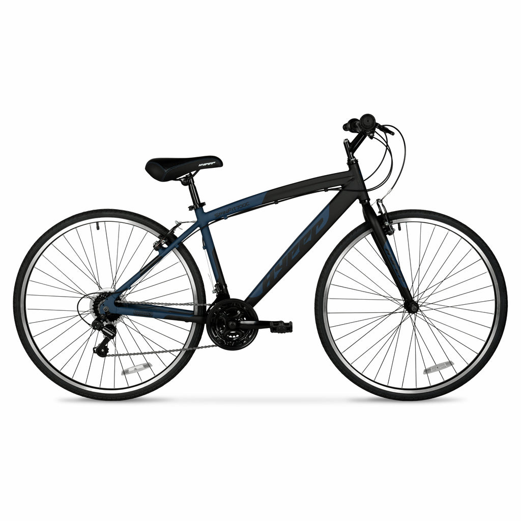 Hyper Bicycles 700c Men's Spin Fit Hybrid Bike, Adults Ages 14+, Black/Blue