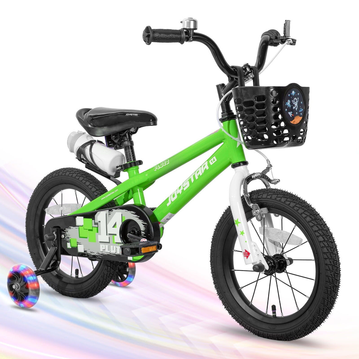 JOYSTAR Pluto Kids Bike with Training Wheels for 14 inch Bike, Gray