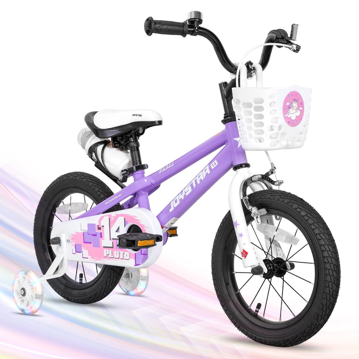 JOYSTAR Pluto Kids Bike with Training Wheels for 14 inch Bike, Gray
