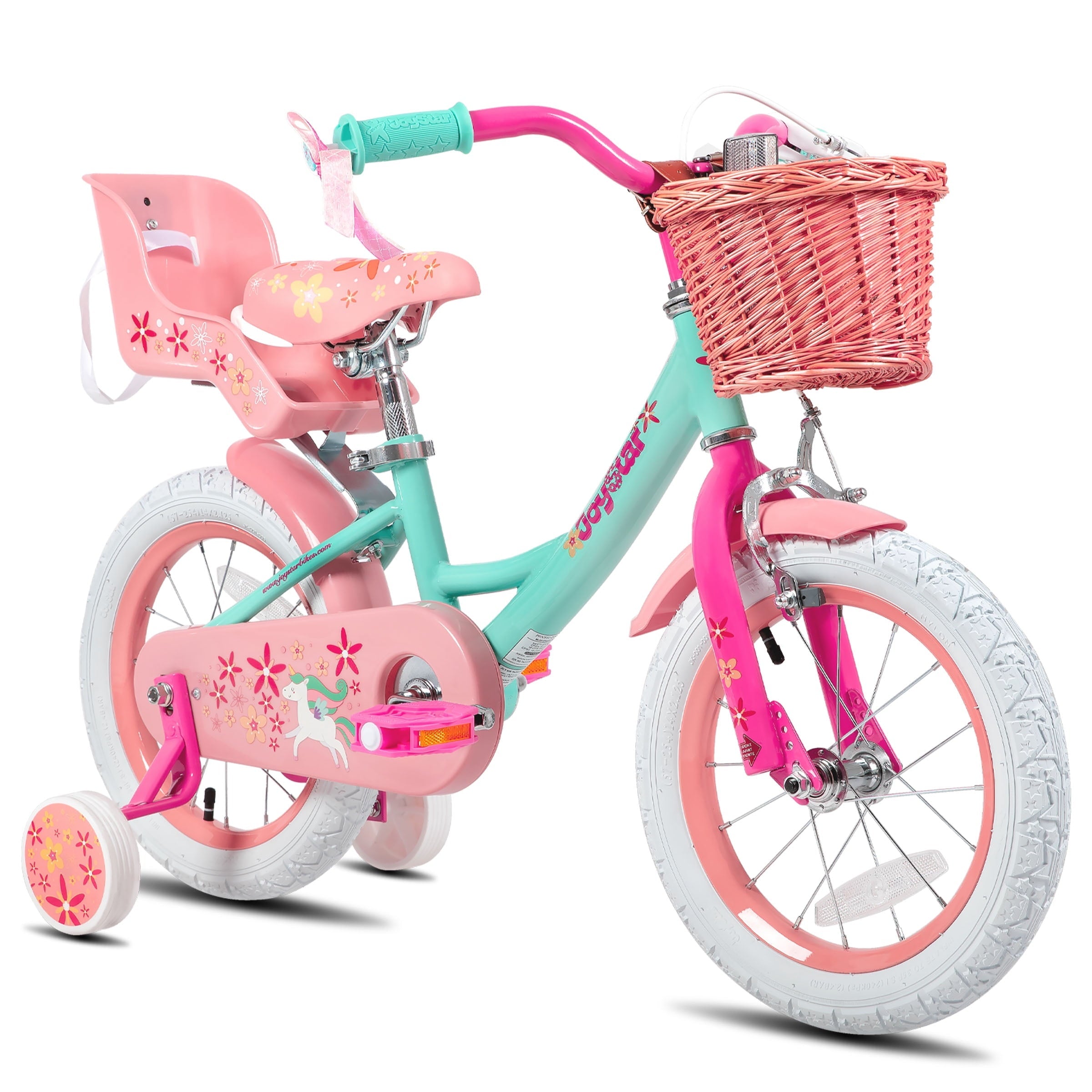 Joystar Unicorn 14inch Girls' Bike, Mint Pink