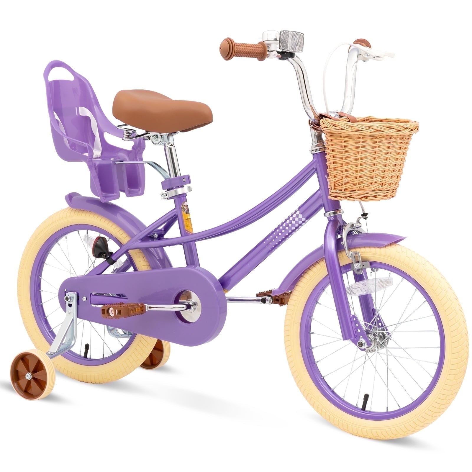 KORIMEFA Girl Bike for Toddlers and Kids Ages 3-6 Years Old, 12 inch Kids Bike with Training Wheels & Basket, 12 in Girl Bicycle with Handbrake & Kickstand