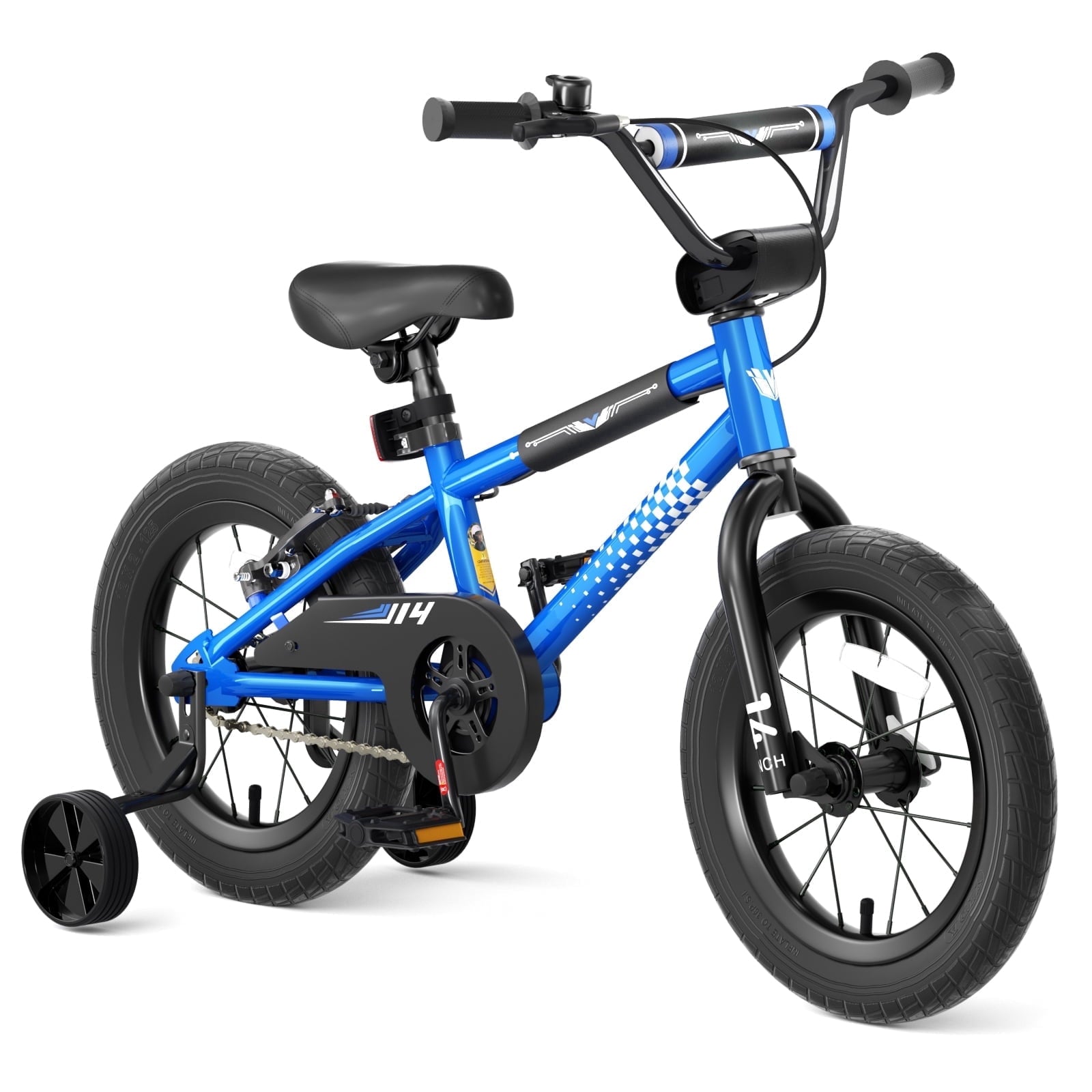 Korimefa Kids Bike, 14 inch Boys Bike BMX Style Bicycle with Training Wheels Coaster Brake for 4 5 6 7 Years Old Toddlers Boys , Blue