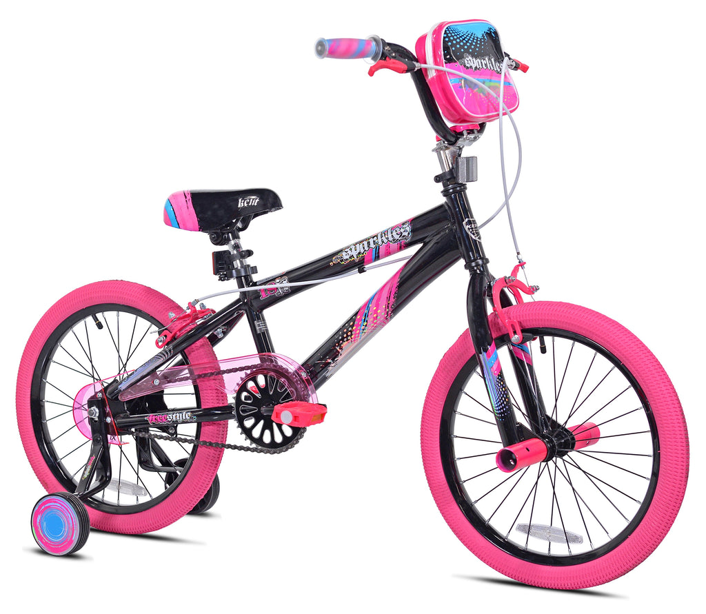 Kent Bicycles Sparkles Girls' 18 Kids Bicycle, Black and Pink