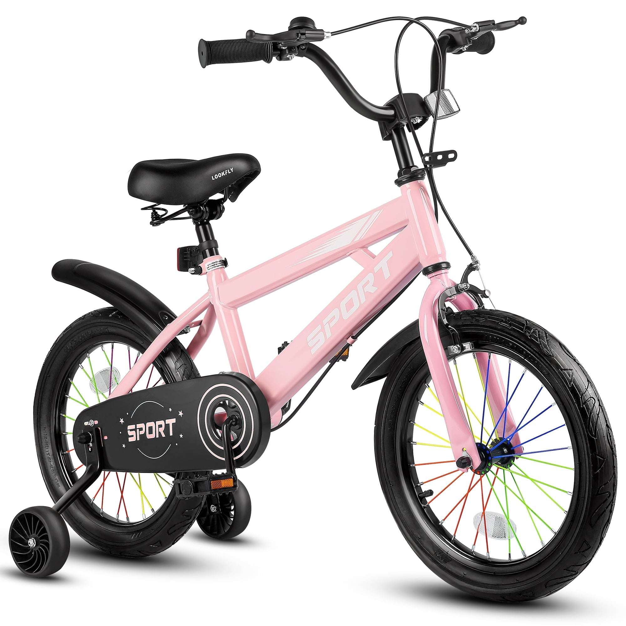 Lookfly 16 Kids Bike for Boys and Girls with Removable Training Wheels,Children's Cicycle,Purple
