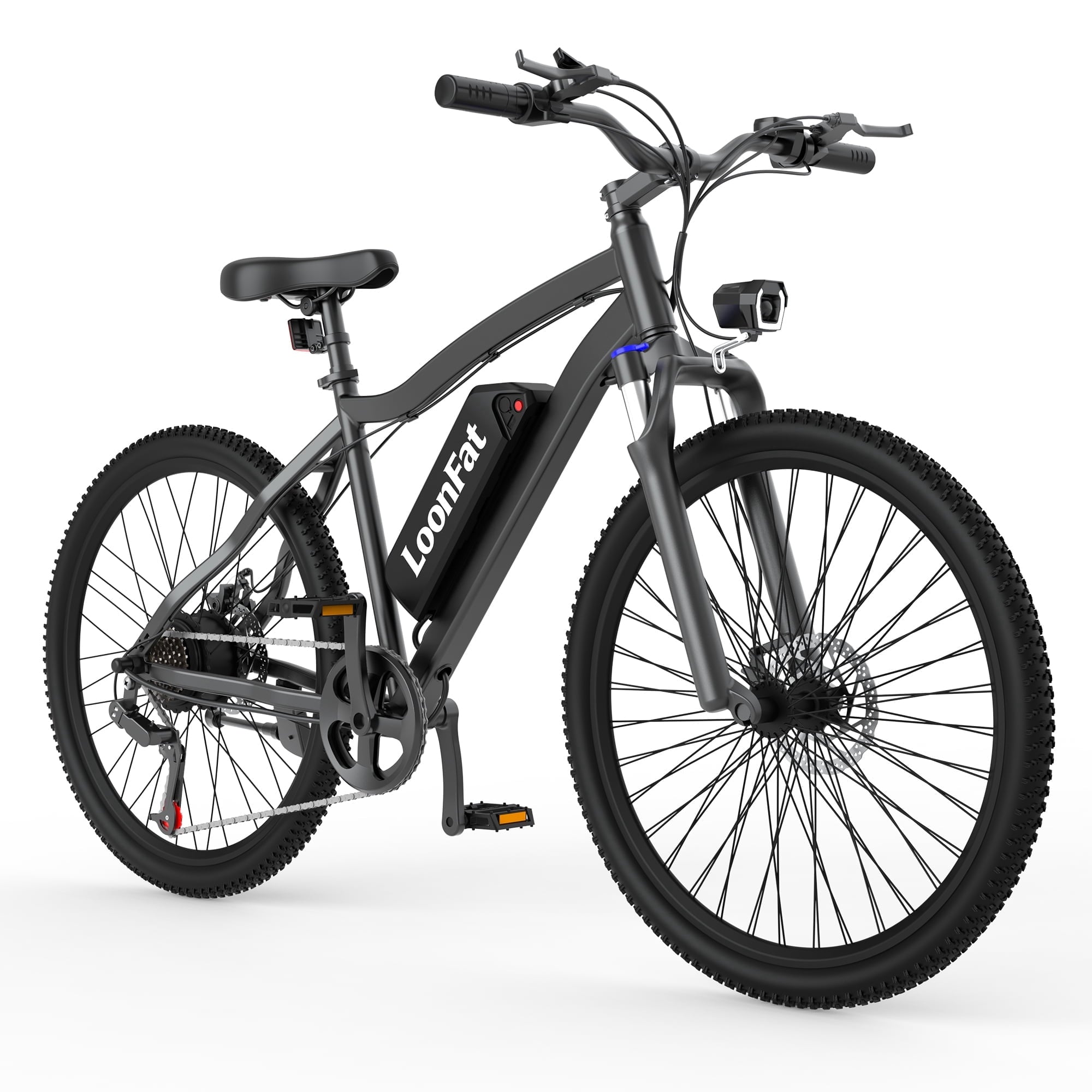 Loonfat E26 26-inch Adult Electric Bike (Black), 750W Peak, 36V 10.4Ah Battery, 35-Mile Range, High Carbon Steel Frame, 7-Speed, UL 2849 Certified
