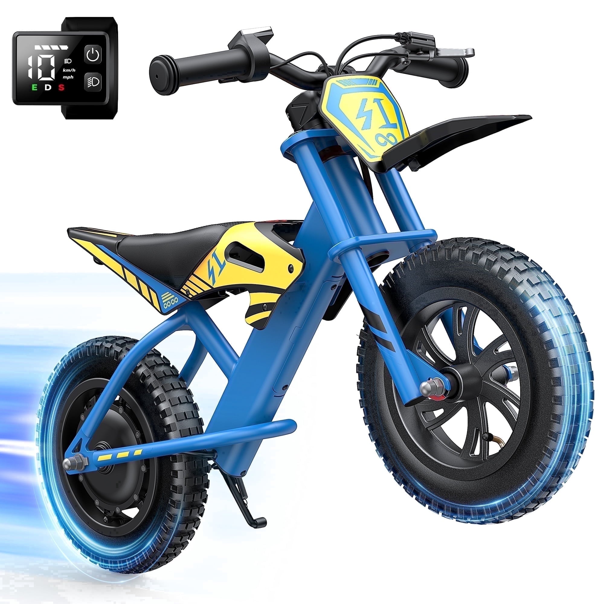 MIHOVER 21.6V Electric Bike for Kids 12, 200W Electric Banlance Bike Ages 5-8 Years Old, Electric Motorcycle Max 10MPH with LED Display, Beginners Friendly - Blue