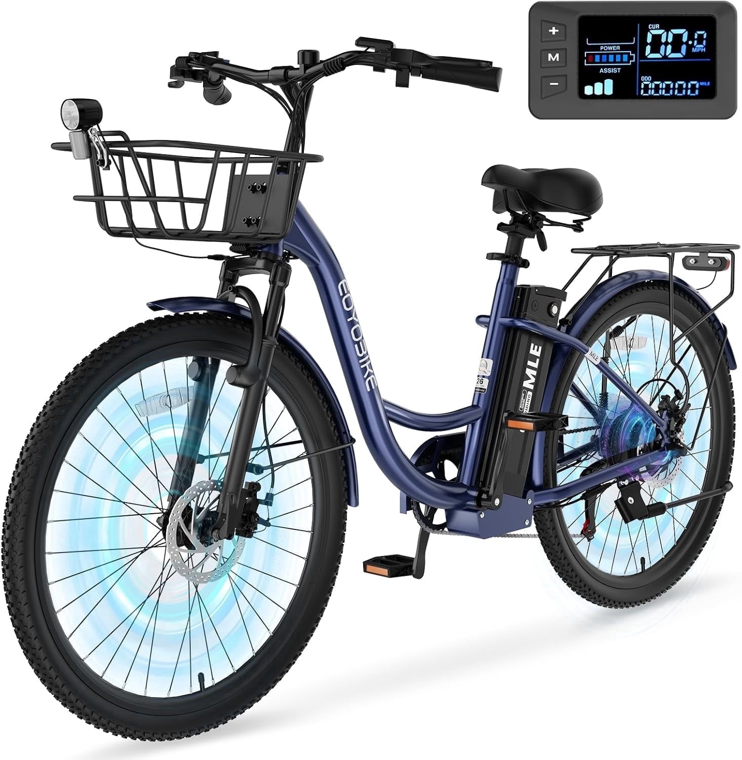 MOONCOOL Electric Bicycle for Adults 350W , 7-Speed Ebike with 36V 10.4Ah Removable Battery . 40 Miles Range , 20 mph Electric Commuter Bike for Women Men