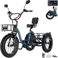 MOONCOOL Folding Electric Tricycle for Adults, 20 x 4 Fat Tire Electric Trike, 48V Peak 1092W  Electric Bicycle, 3 Wheels 7 Speed Ebike w/ 14.5Ah Removable Battery& Speed Differential Mechanism
