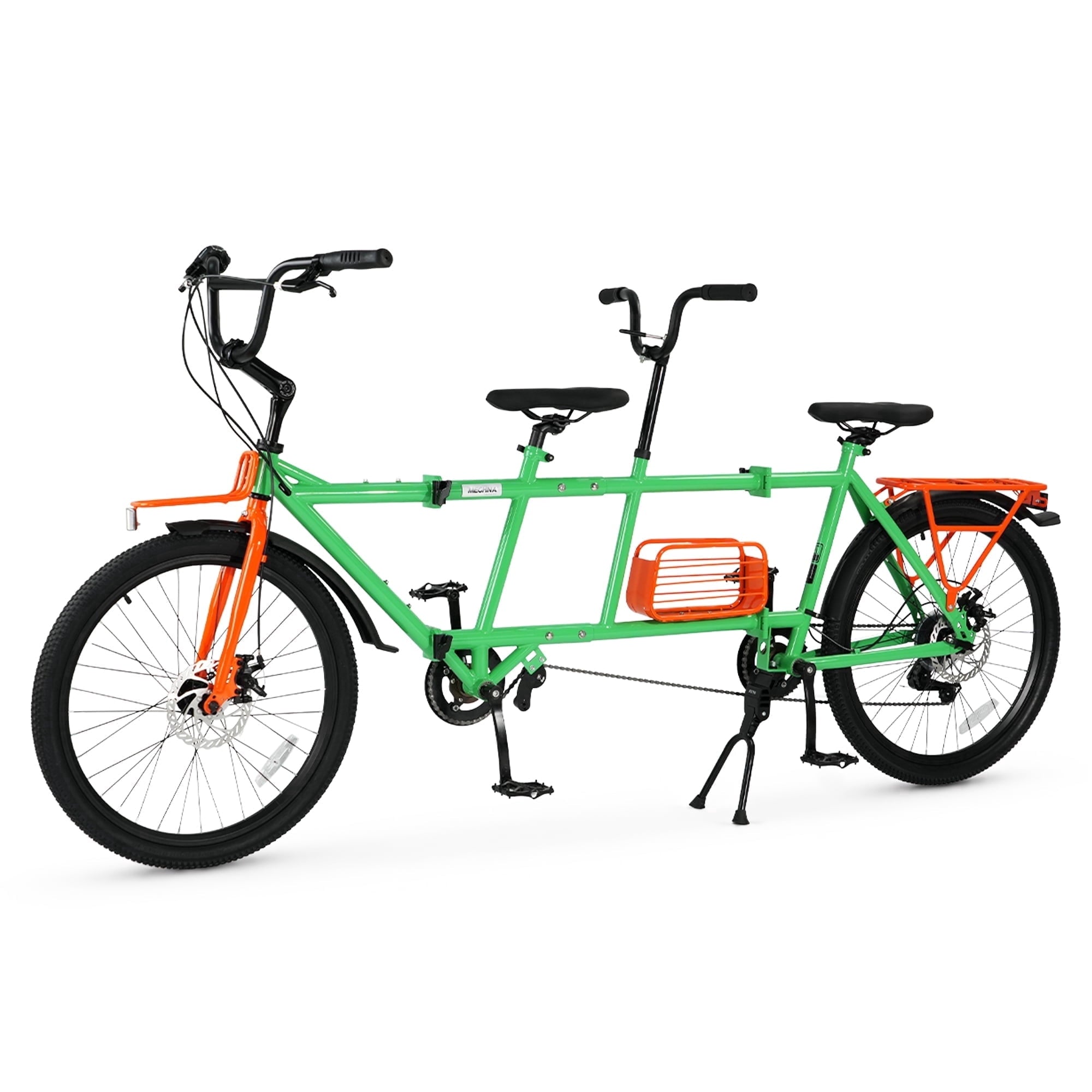 Meghna Tandem Bike 24 inches 4-Fold 2-Seater 6 speed Folding Tandem Dual Disc Brake for Adult Beach Cruiser Silver