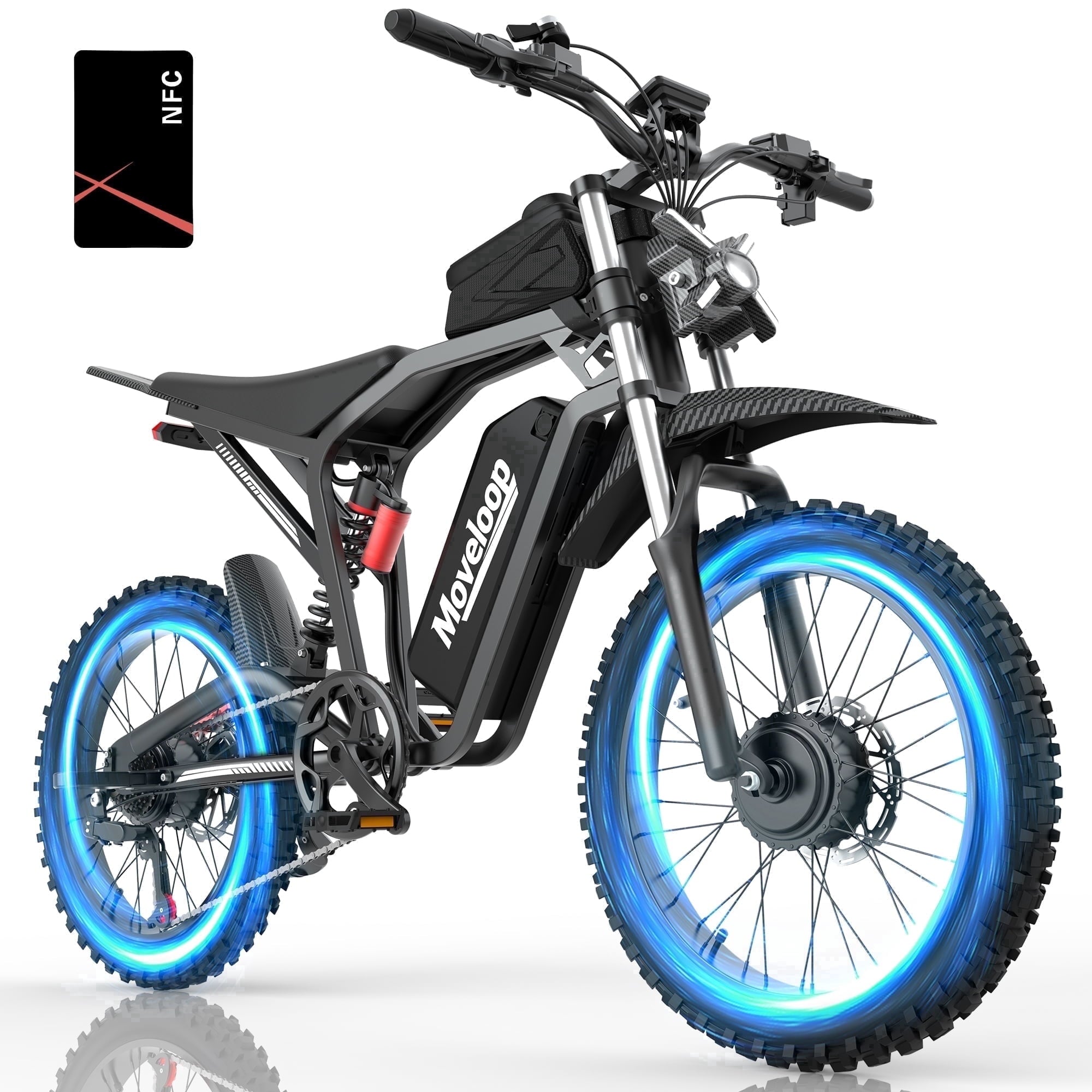 Moveloop 1500W Peak Electric Bikes for Adults, 20 Fat Tire Ebike, 31MPH & 70 Miles Range, 48V 15.6Ah Removable Battery, Full Suspension and 7-Speed, UL 2849