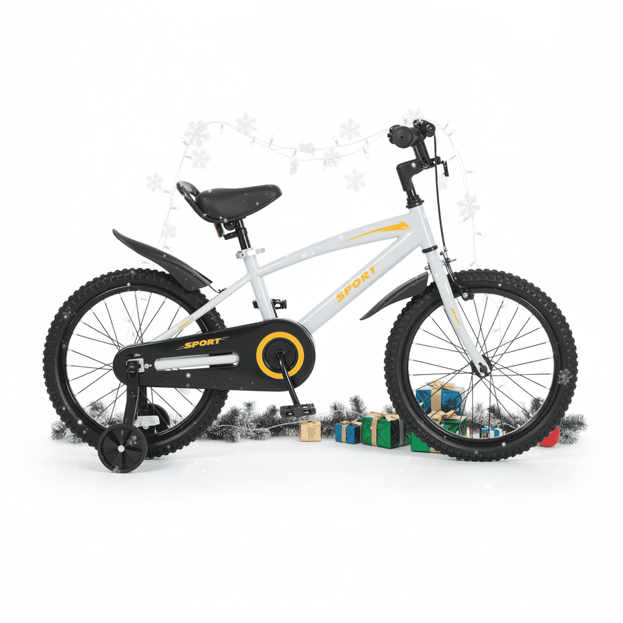 Naipo 16 Inch Kid Bikes for Boys and Girls Kid Bicycles with Kickstand and Training Wheels Boys Bike Gray-Orange