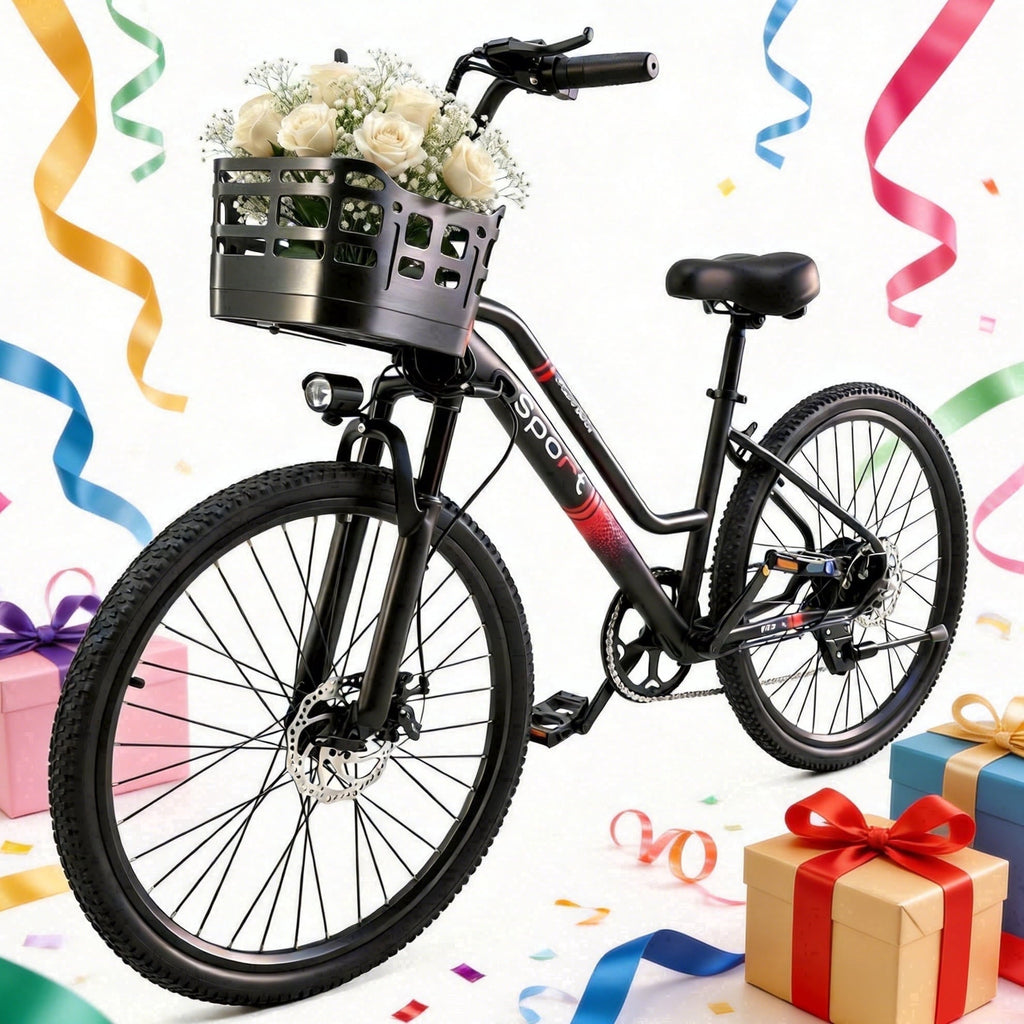 OwnGold 26 Electric Bike for Adults, 500W Peak Motor, 20MPH, 35+ Miles Range, 432Wh Battery, Commuter Ebike with Basket, 7-Speed, Lightweight, UL2849 Certified