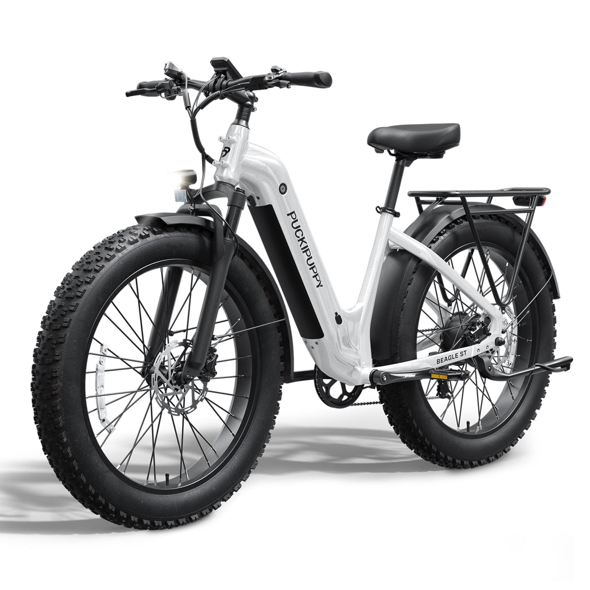 PUCKIPUPPY 960W Peak Electric Bike for Adults Step Through E-Bike 28mph Max Speed 60Miles Range 26 Fat Tire Electric Mountain Bike 48V 15AH Battery 7 Speed off-Road Ebike, Comply with UL2849 By SGS