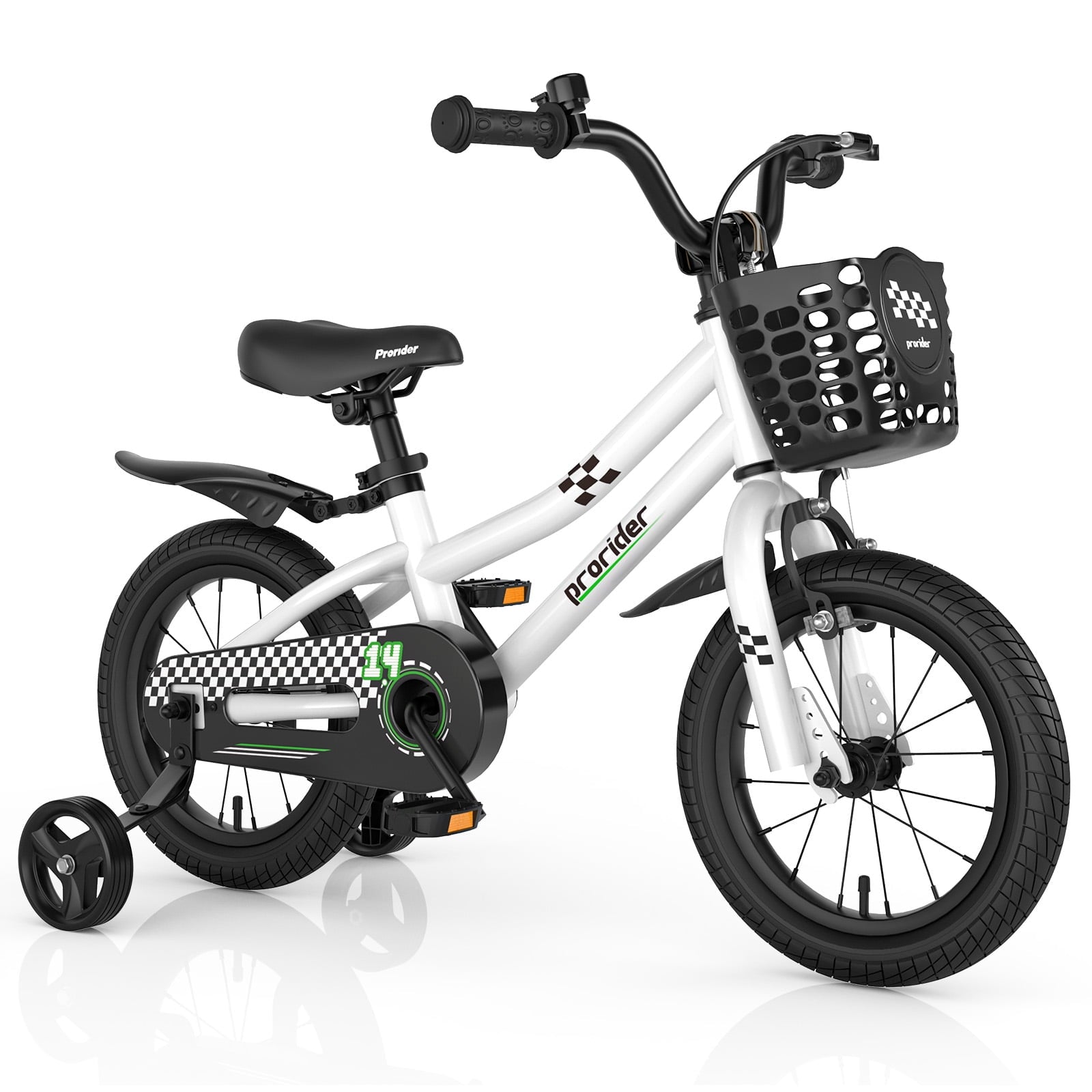 Costway 14'' Kid's Bike with Removable Training Wheels & Basket for 3-5 Years Old Blue