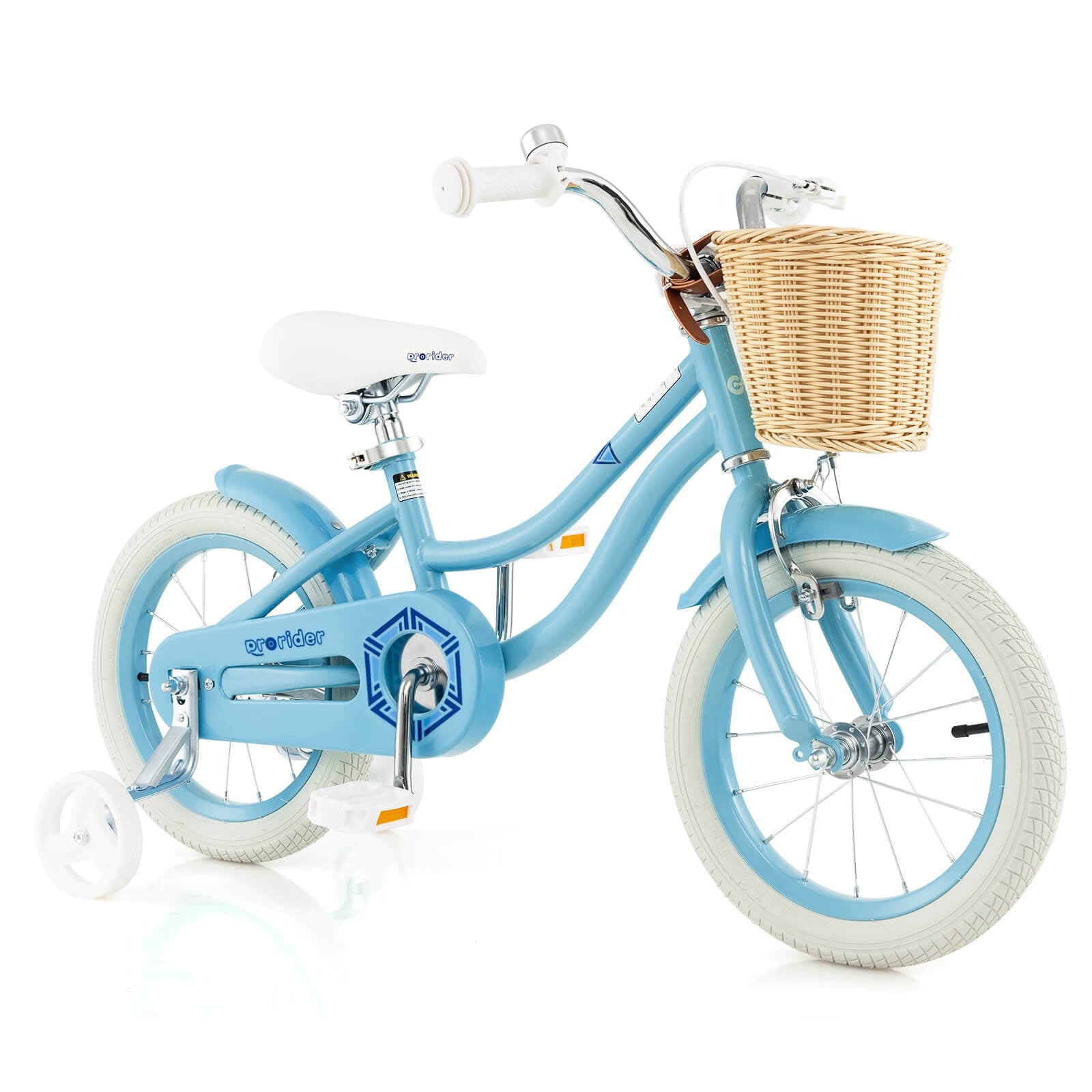Costway 16 Kid's Bike with Training Wheels Adjustable Handlebar Seat Handbrake Pink