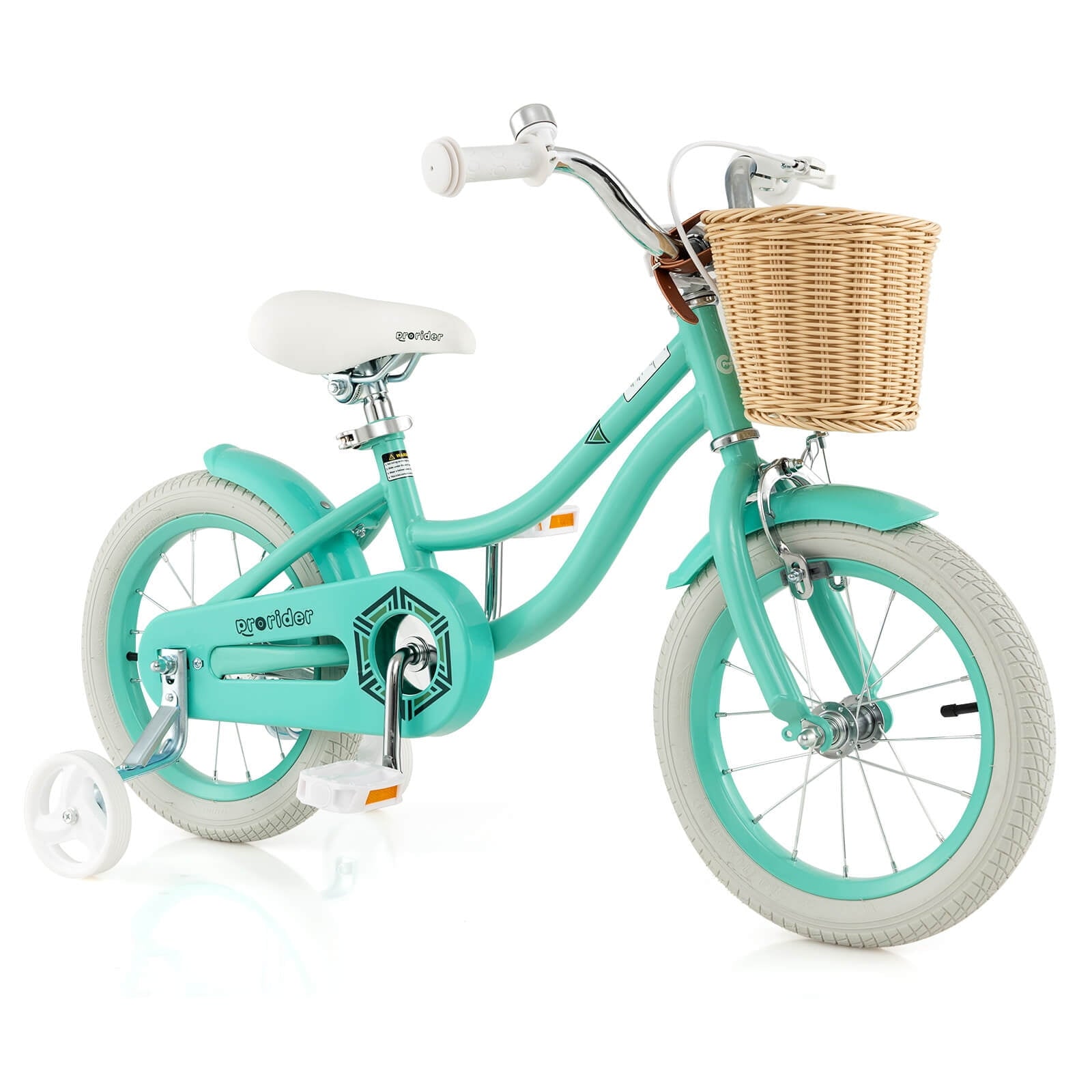 Costway 14 Kid's Bike with Training Wheels Adjustable Handlebar Seat Handbrake Pink