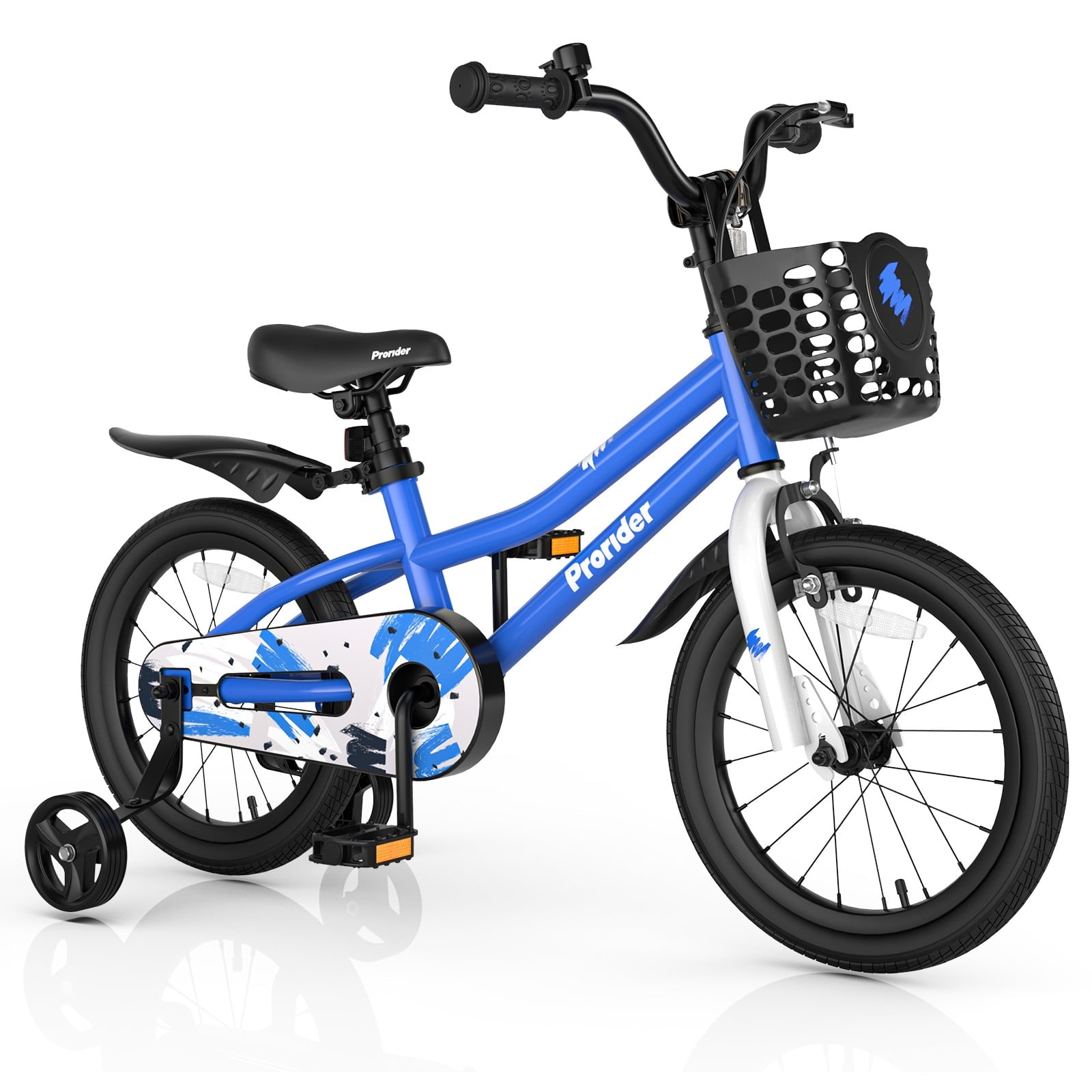 Costway 14'' Kid's Bike with Removable Training Wheels & Basket for 3-5 Years Old Blue