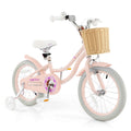 Costway 16 Kid's Bike with Training Wheels Adjustable Handlebar Seat Handbrake Pink