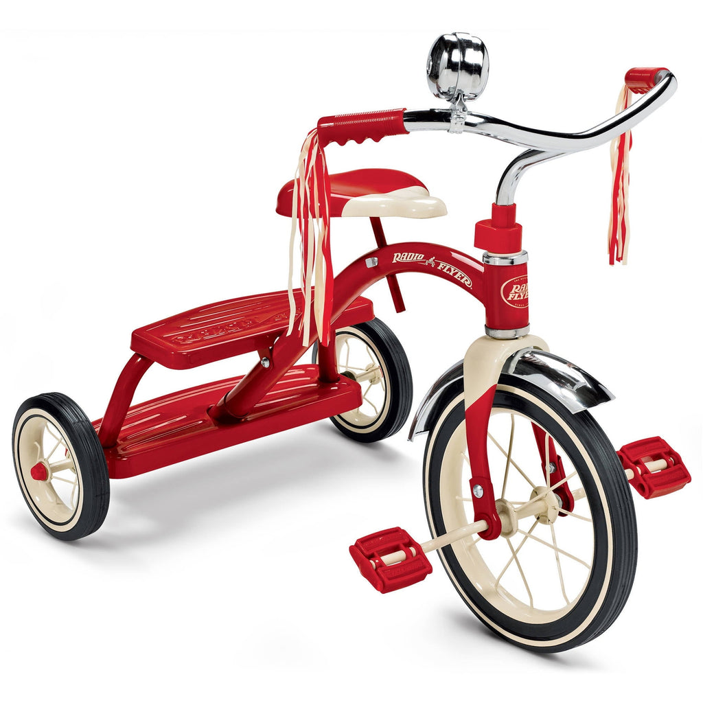 Radio Flyer, Classic Red Dual Deck Tricycle, 12 Front Wheel, Red, Kids Ages 2.5 - 5 Years