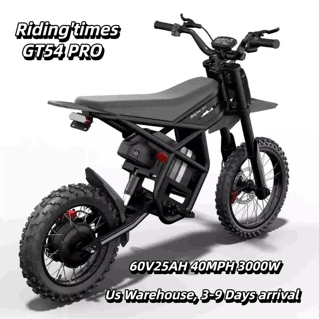 Riding'times GT54 PRO Electric Dirt Bike for Teens Adults,60V 25AH 40MPH Ebike with 14/12 Motorcycle Tire,3000W Dual Hydraulic Brakes Mountain Off-Road Dirtbike