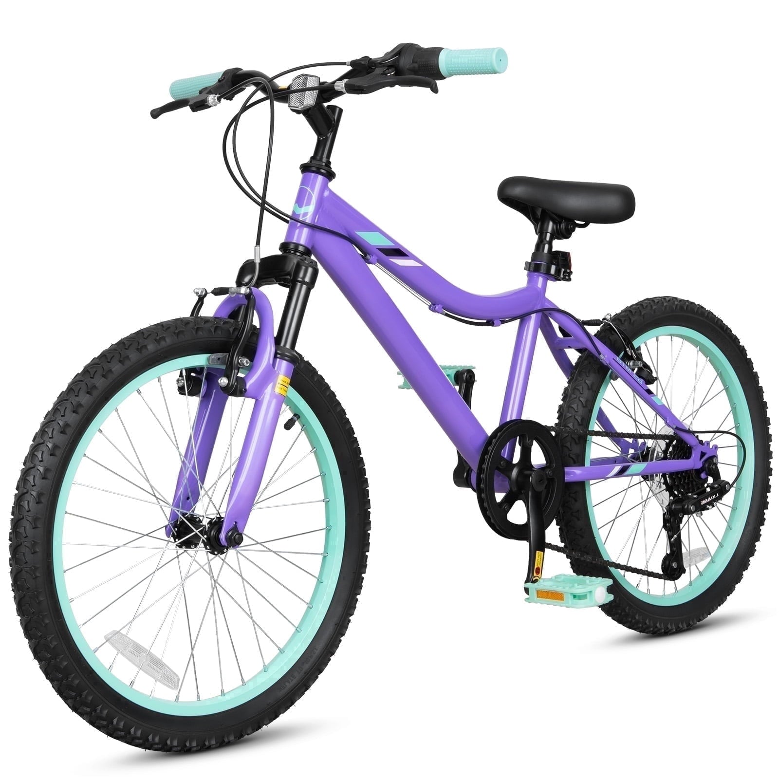 Hykolity 20 inch Kids Mountain Bike, 6 Speed Kid Bicycle Age 6-11 Year Old with Front Suspension Fork, Adjustable Seat Height, Pink