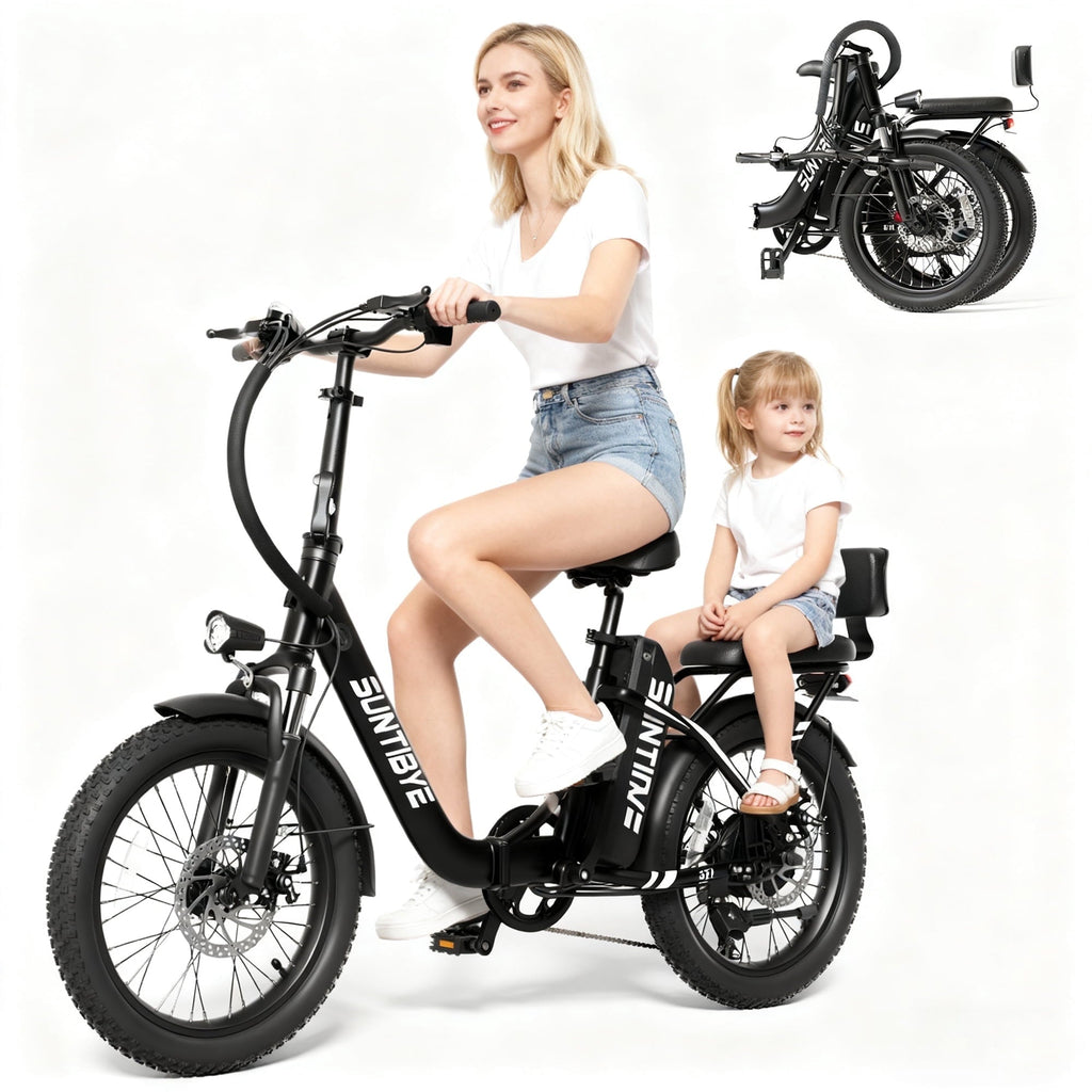 SE1 Folding Electric Bike 1000W 48V 15Ah, 20x3.0 Commuter Ebike with Passenger Seat UL2849