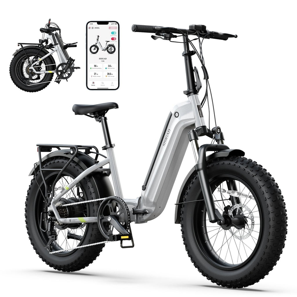 SISIGAD Electric Bike for Adults, 500W Peak 750W Battery Long Range, 20mph E Mountain Bike, 20×4.0 Fat Tire Ebike, Electric Bicycle 48V/10.4AH UL2849