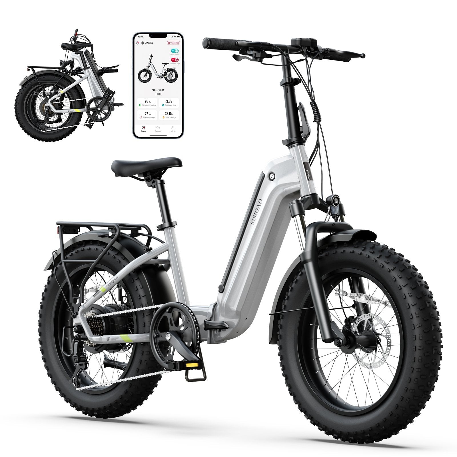 SISIGAD Electric Bike for Adults, 500W Peak 750W Battery Long Range, 20mph E Mountain Bike, 20×4.0 Fat Tire Ebike, Electric Bicycle 48V/10.4AH UL2849